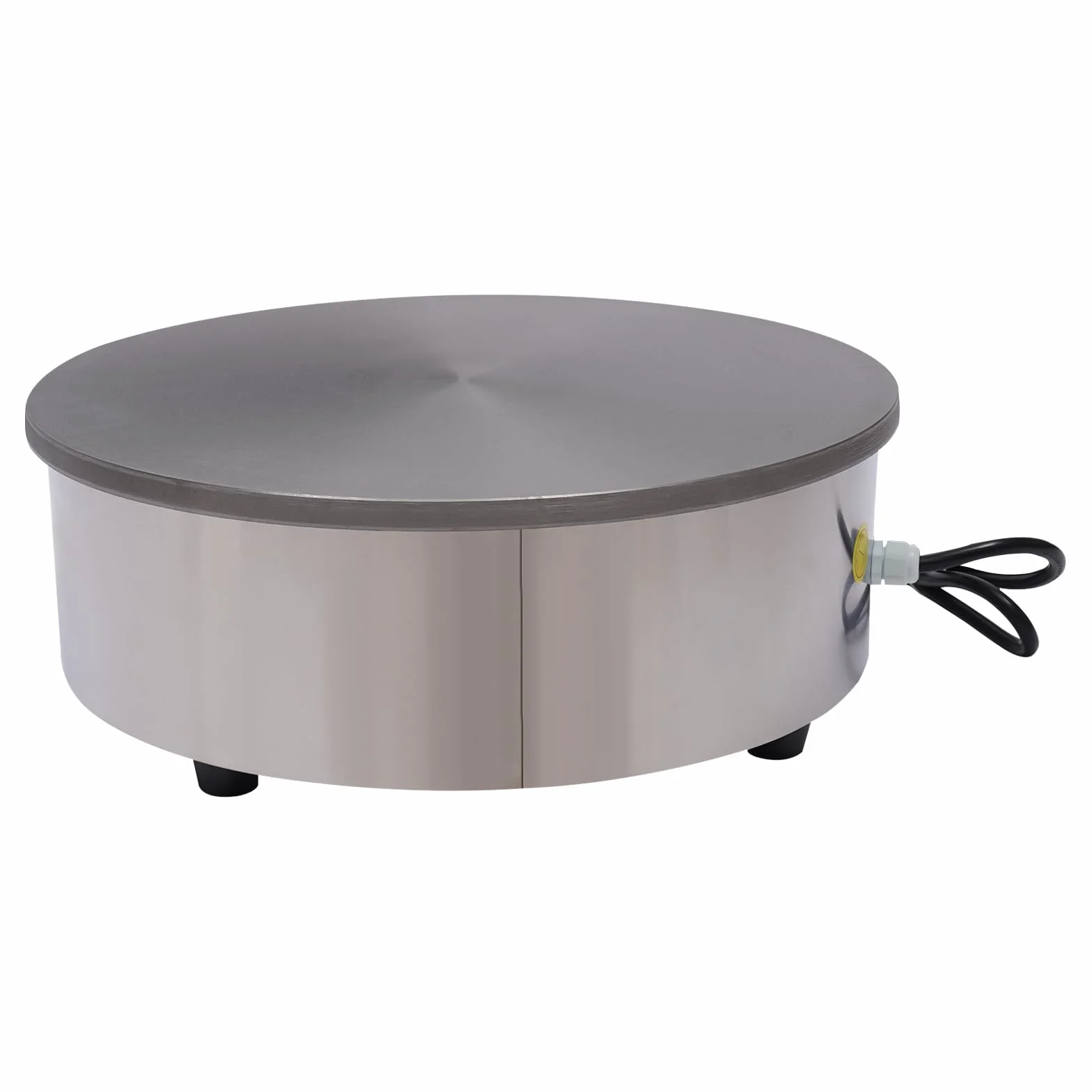 Máquina para crepes, 3000 W, crepera eléctrica de hierro fundido, gran placa calefactora Ø45 cm, temperatura ajustable, con dispersión y espátula para hornear panqueques, tocino, huevos, panqueques