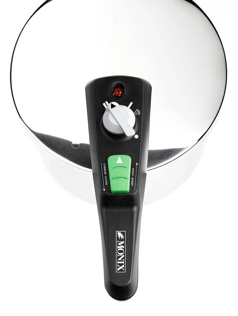 MONIX Quick Olla Express de 4 Litros, Fabricada en Acero Inoxidable, con Triple Sistema de Seguridad y 2 Niveles de Presión, Apta para Todo Tipo de Cocinas