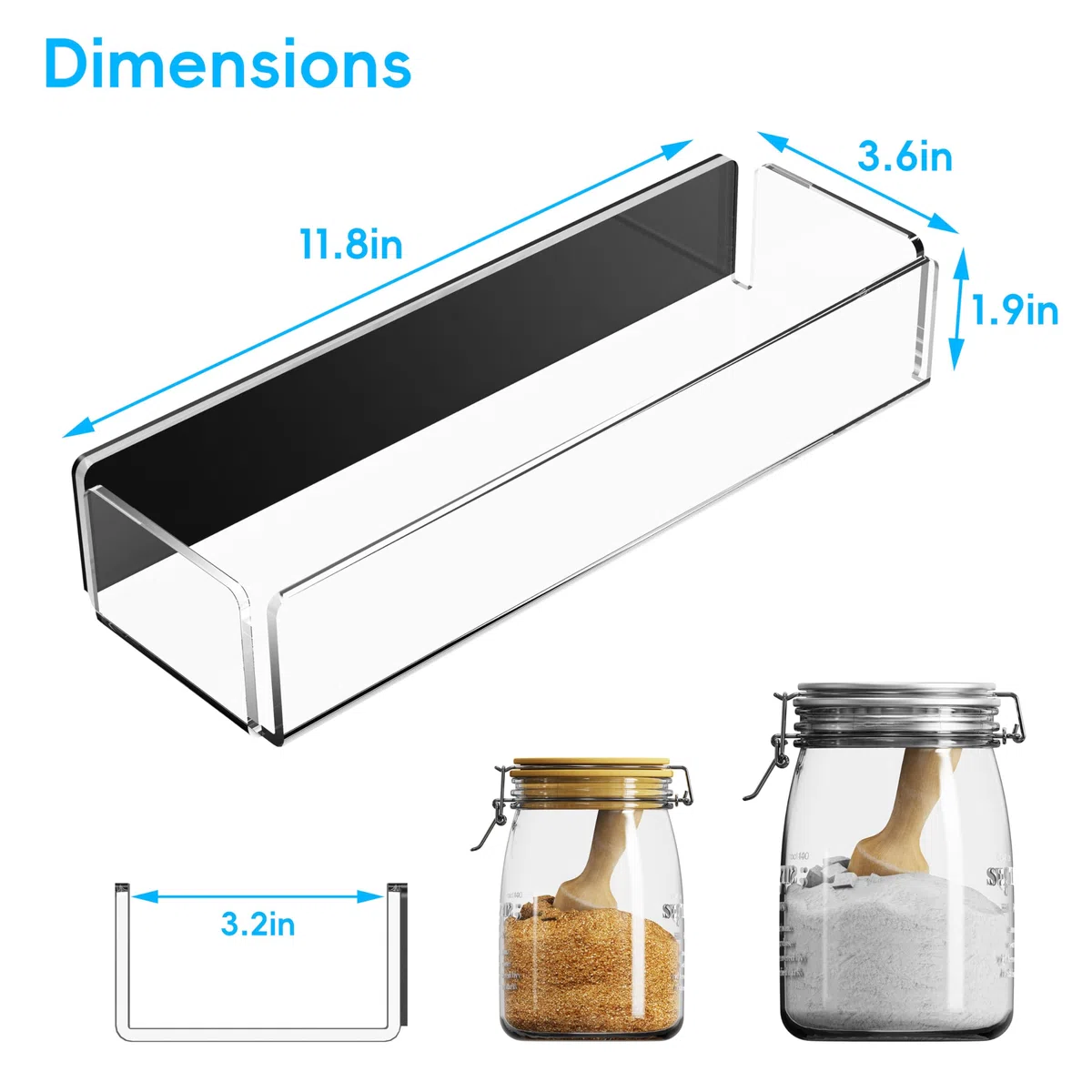 Paquete de 4 estantes acrílicos para especias para refrigerador y horno, organizadores magnéticos para nevera y almacenamiento, transparente