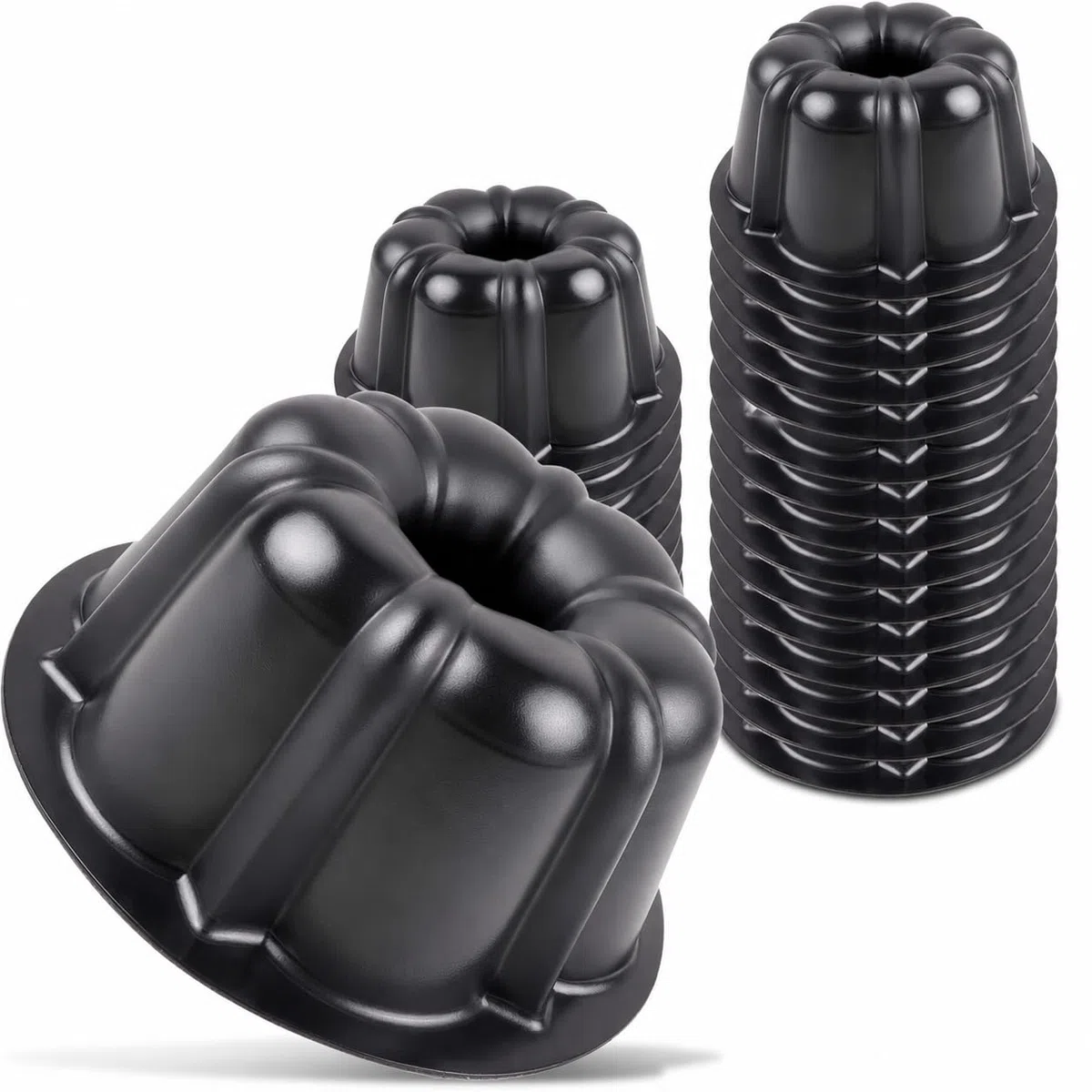 O'Creme Mini moldes de plástico para hornear flan – Molde para hornear con silicona antiadherente – Moldes reutilizables antiadherentes para hornear y mucho más – Paquete de 25 unidades