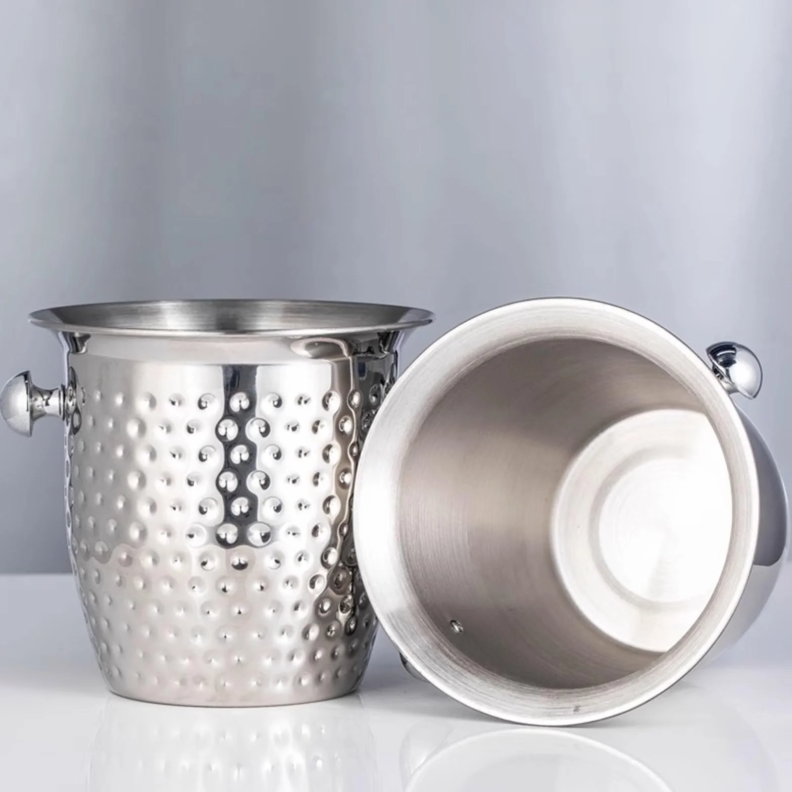 Portabilidad Cubo de Hielo en Forma Cuerno Acero Inoxidable for Botellas Vino o Cerveza