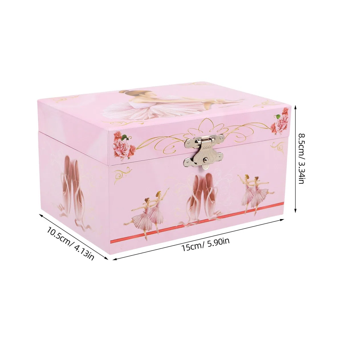 Toyvian Caja de Música de Bailarina Rosa para Niñas con Almacenamiento de Joyas, Giratoria Compartimentos, Tamaño Portátil Adecuado para Habitación Infantil