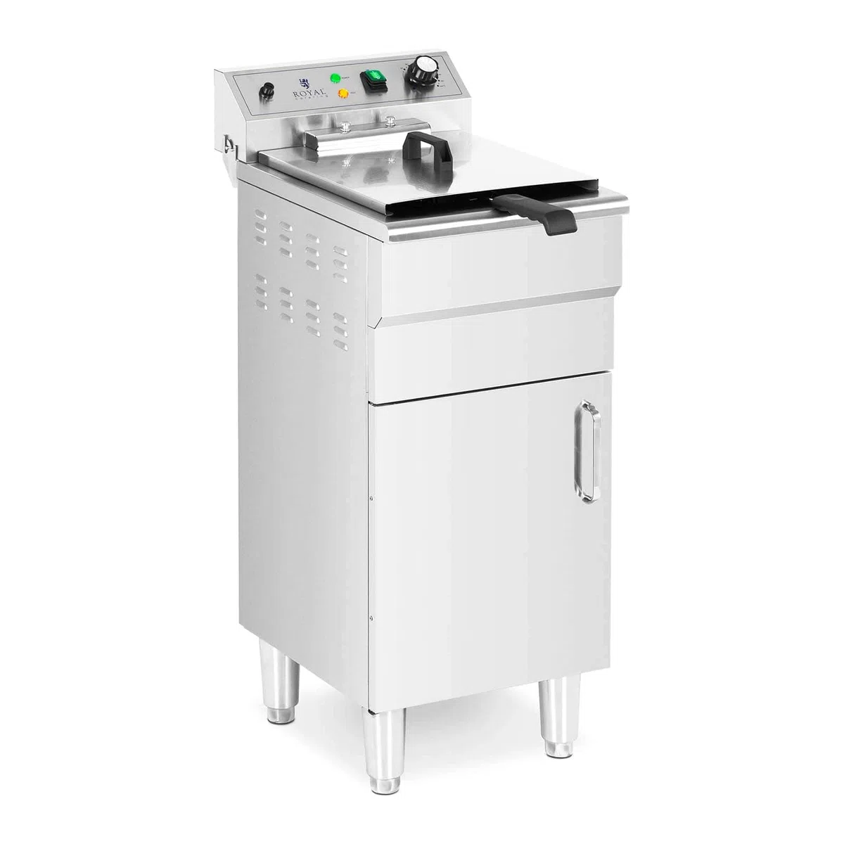 Royal Catering Freidora Eléctrica Profesional para Hostelería 400 V (Volumen: 16 L, 5000 W, Con grifo de vaciado y mueble bajo)