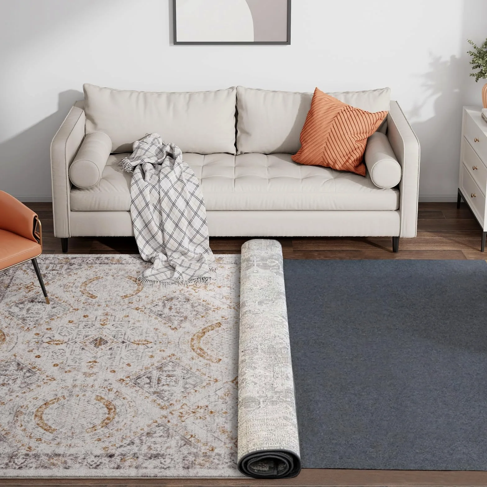Almohadilla de Alfombra de Fieltro Antideslizante, 80x130cm con Respaldo de Goma, Protector Debajo de la Alfombra para Pisos de Madera, Mantiene Las alfombras en su Lugar, Suave y Seguro