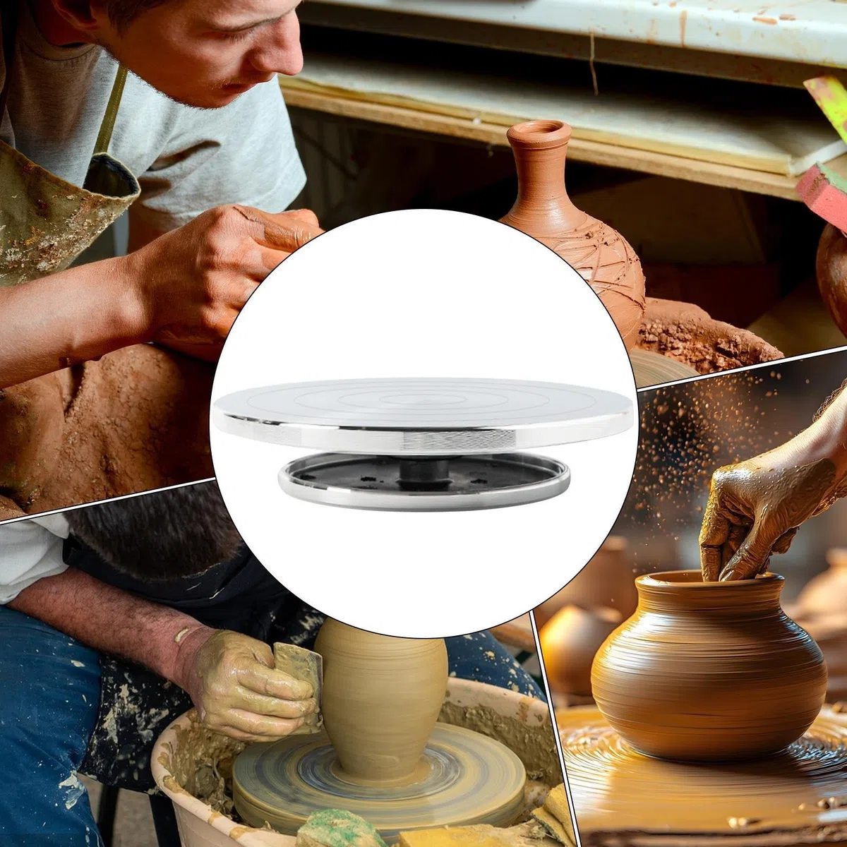 Rueda para Escultura, Torneta De Alfarería En Aleación De Aluminio, Herramienta Artesanal De Mesa Pequeña Antideslizante Para Escultura En Taller Aula Y Hogar