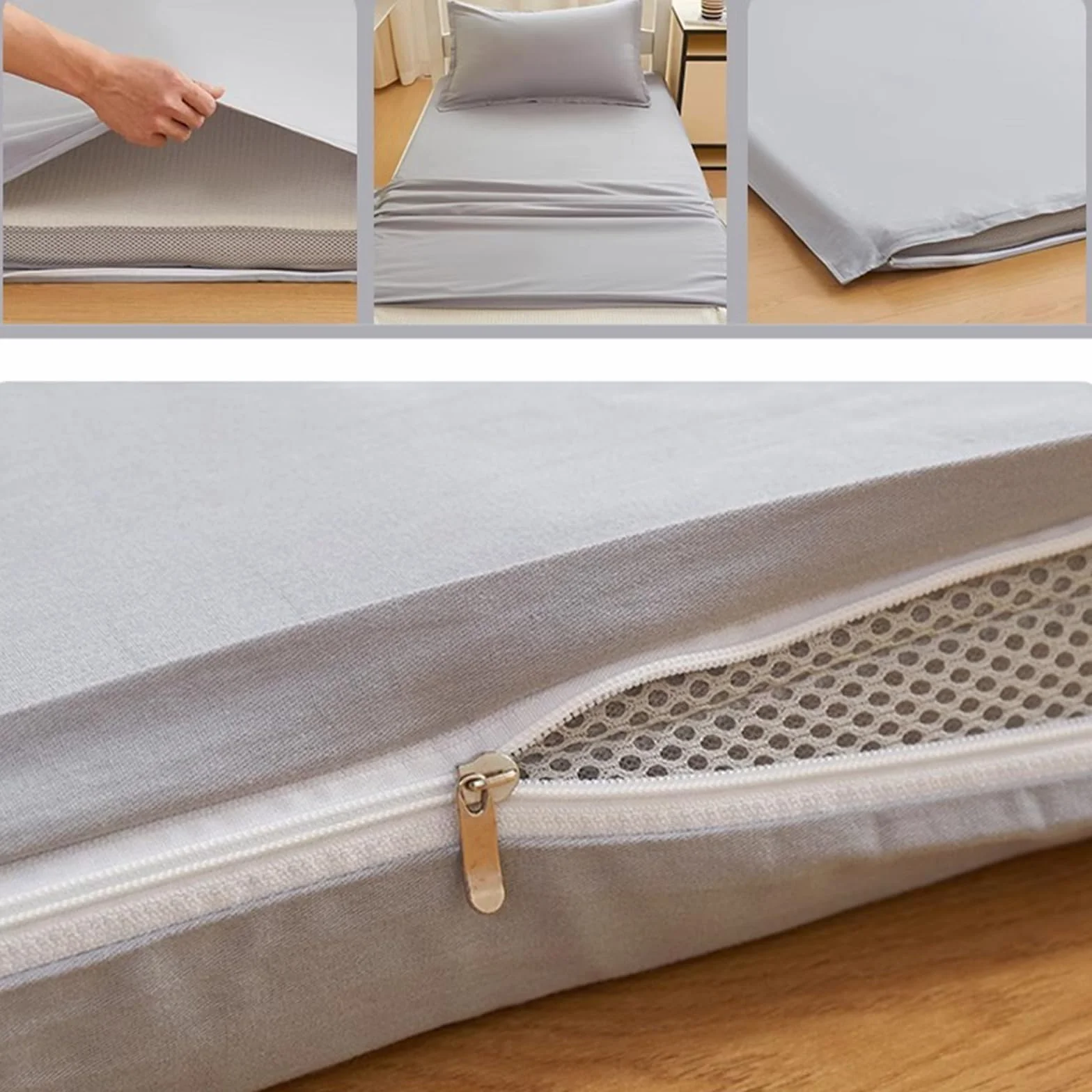 Algodón Fundas Colchón Futon con Cremallera, Grandes Cubierta de Colchón, Japonés Cubierta del Colchón Futon Lavable, Plegable Funda Protectora de Colchón Transpirable,D,80x190cm/31x75in