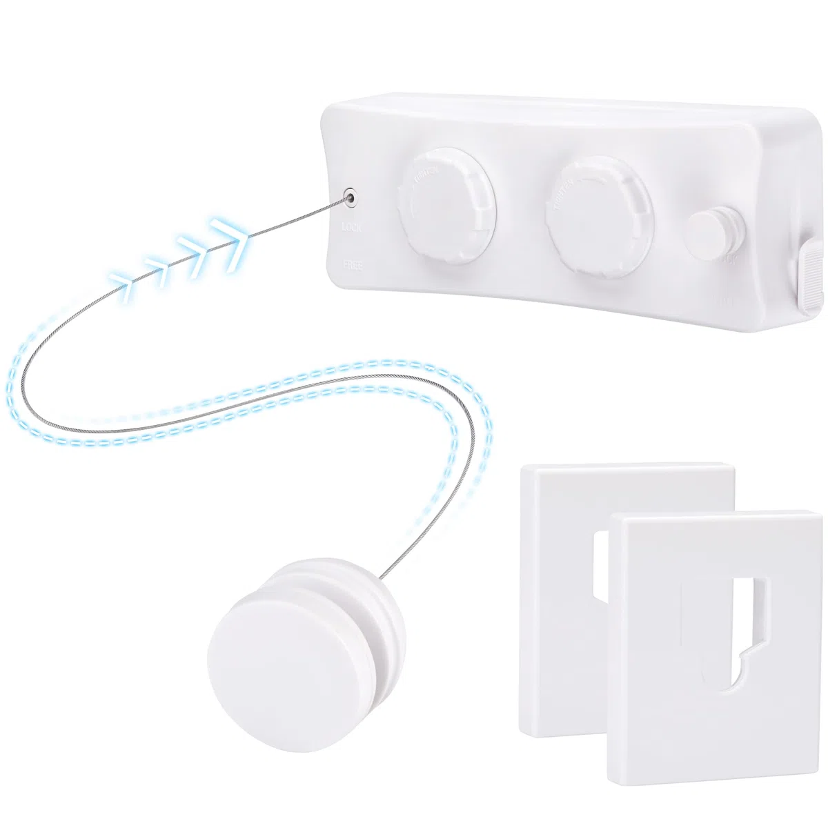 FORA Tendedero Extensible de Cuerda de Pared 10M - Doble Cuerda Inoxidable 2× 5m, Cierre de Bloqueo, Carga Máx 20 kg, Ahorra Espacio, Carcasa ABS, Color Blanco