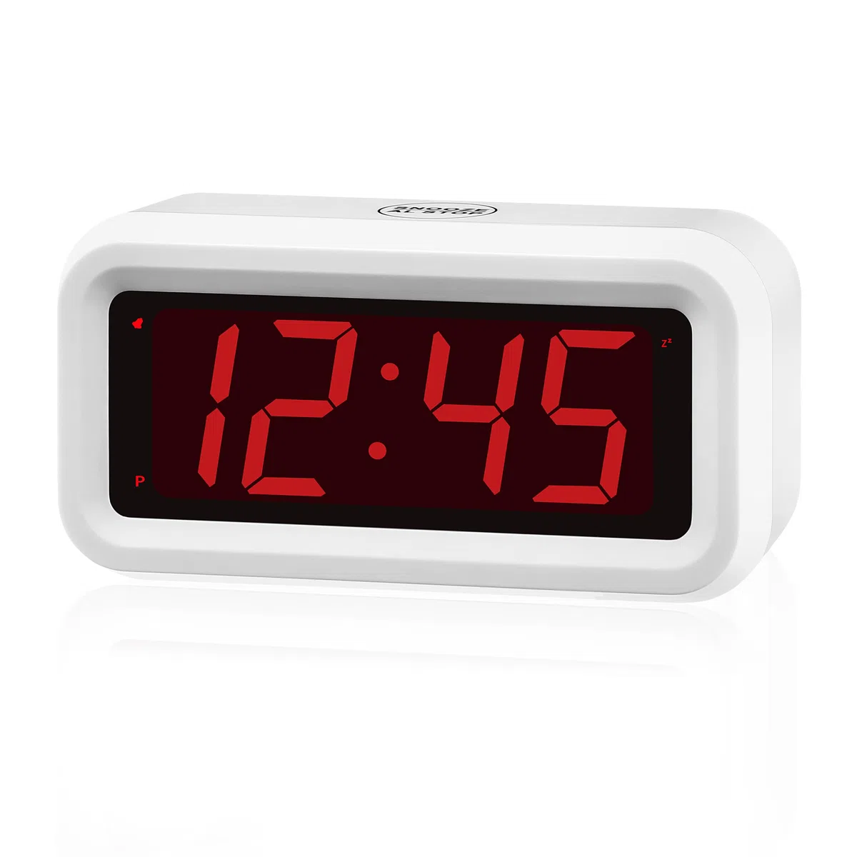 KWANWA Reloj Despertador LED Que Funciona con Pilas con números Rojos de 1.2 Pulgadas, repetición, Brillo Ajustable (Blanco)…