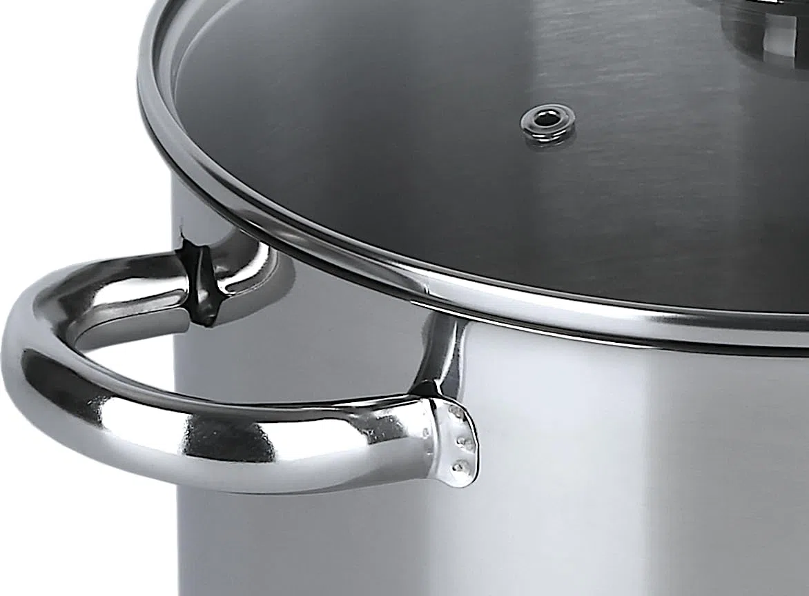 aro Olla Multiusos, con Tapa, Acero Inoxidable, Ø 24 cm, Plata, 9 L