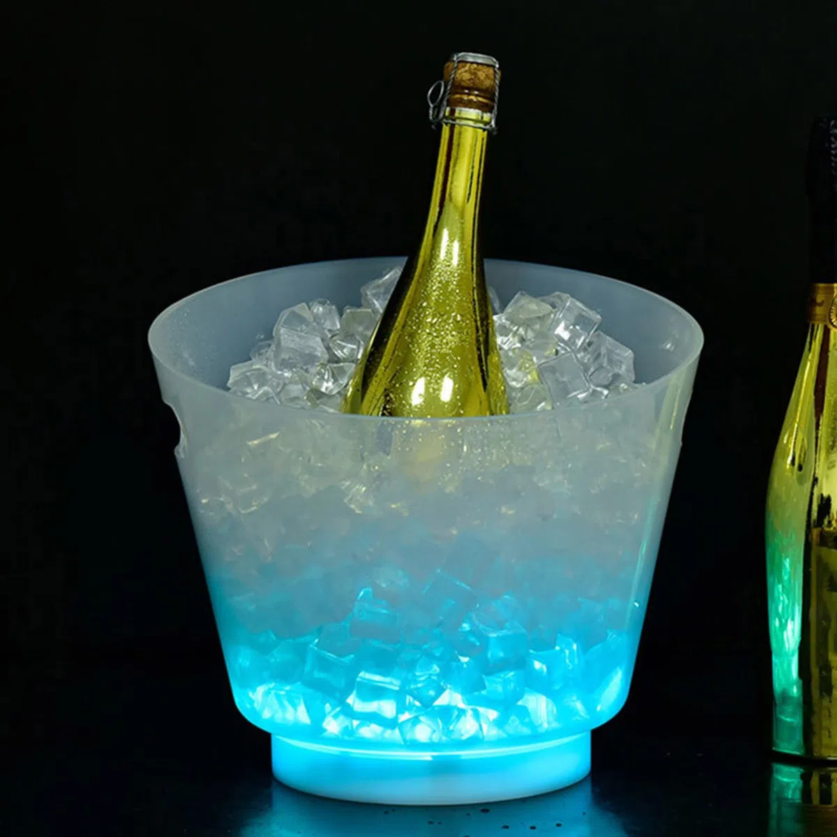 Cubos enfriadores de champán de 6 litros con dos asas, diseño transparente brillante, enfriador de bebidas para fiestas y uso al aire libre, accesorios para el hogar y el club