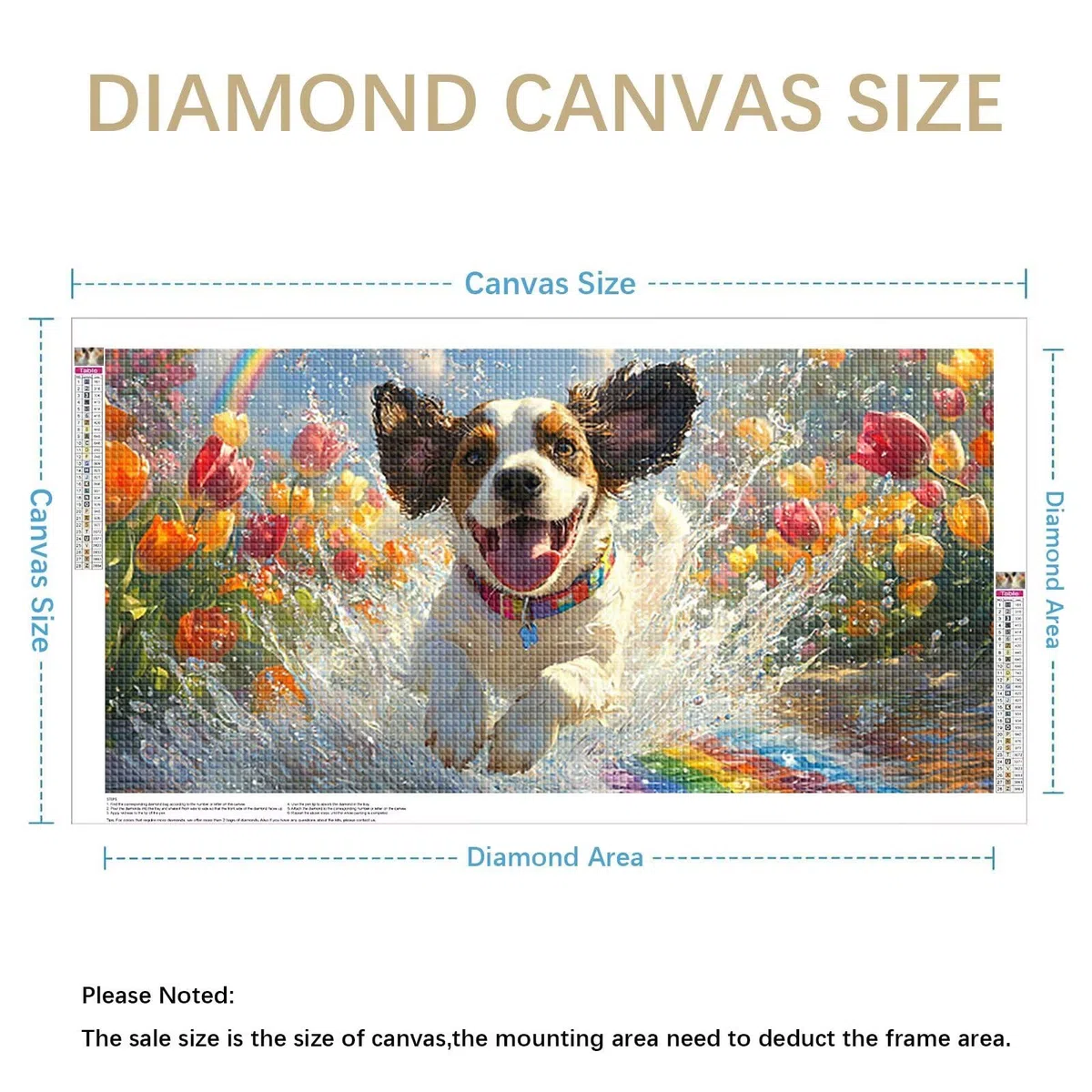 Diamond Painting Adultos Perro Pintura Diamante, Flor Diamond Painting 5D Completo, DIY Cuadrado Cristal Bordado Punto de Cruz Cuadros de Diamantes para Decoracion Hogar, Regalo Mujer 160x80cm 0J-396