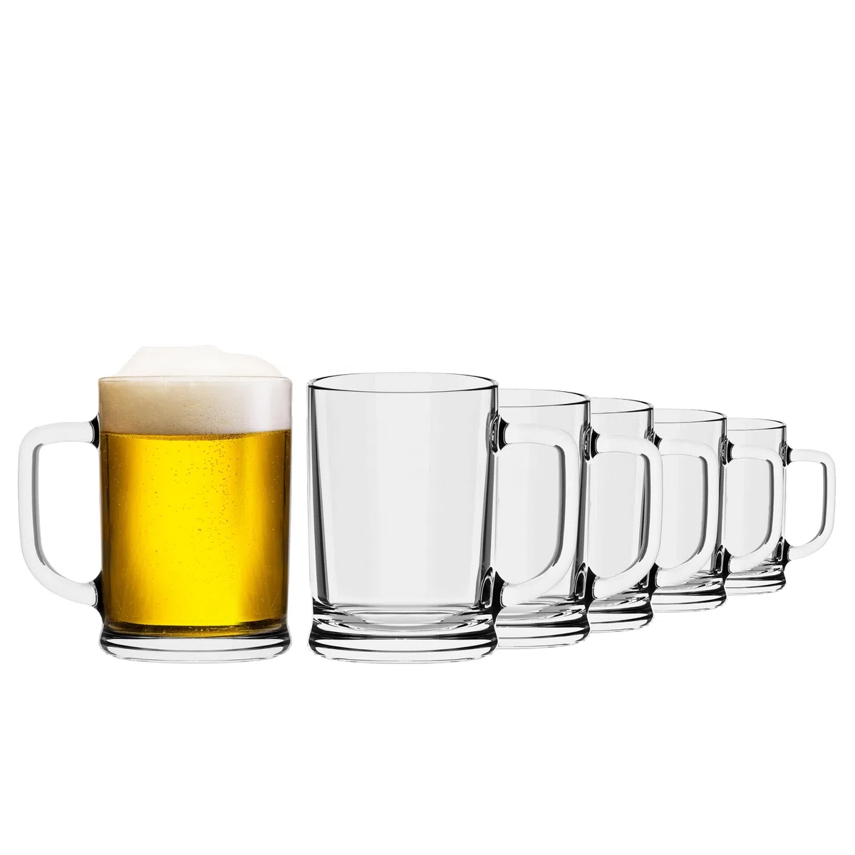 TREND FOR HOME Jarra Cerveza con Asa Jarras de Cerveza Vasos de Cerveza Tazas de Cerveza Copas de Cerveza, Apto para Lavavajillas, Colección Ulf, 500 ml, 6 Unidades