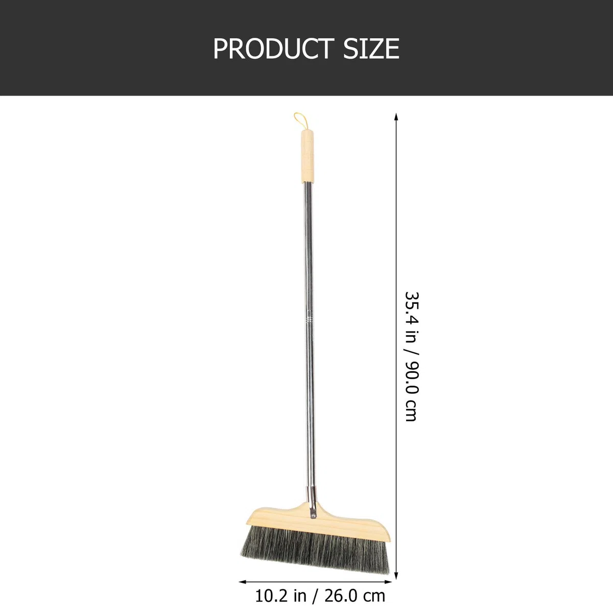 Gadpiparty Escoba de Limpieza Hogar Mango Largo de Acero Inoxidable y Cerdas de Madera, Fácil Almacenamiento y Diseño para Limpiar Esquinas en Cocina y Oficina