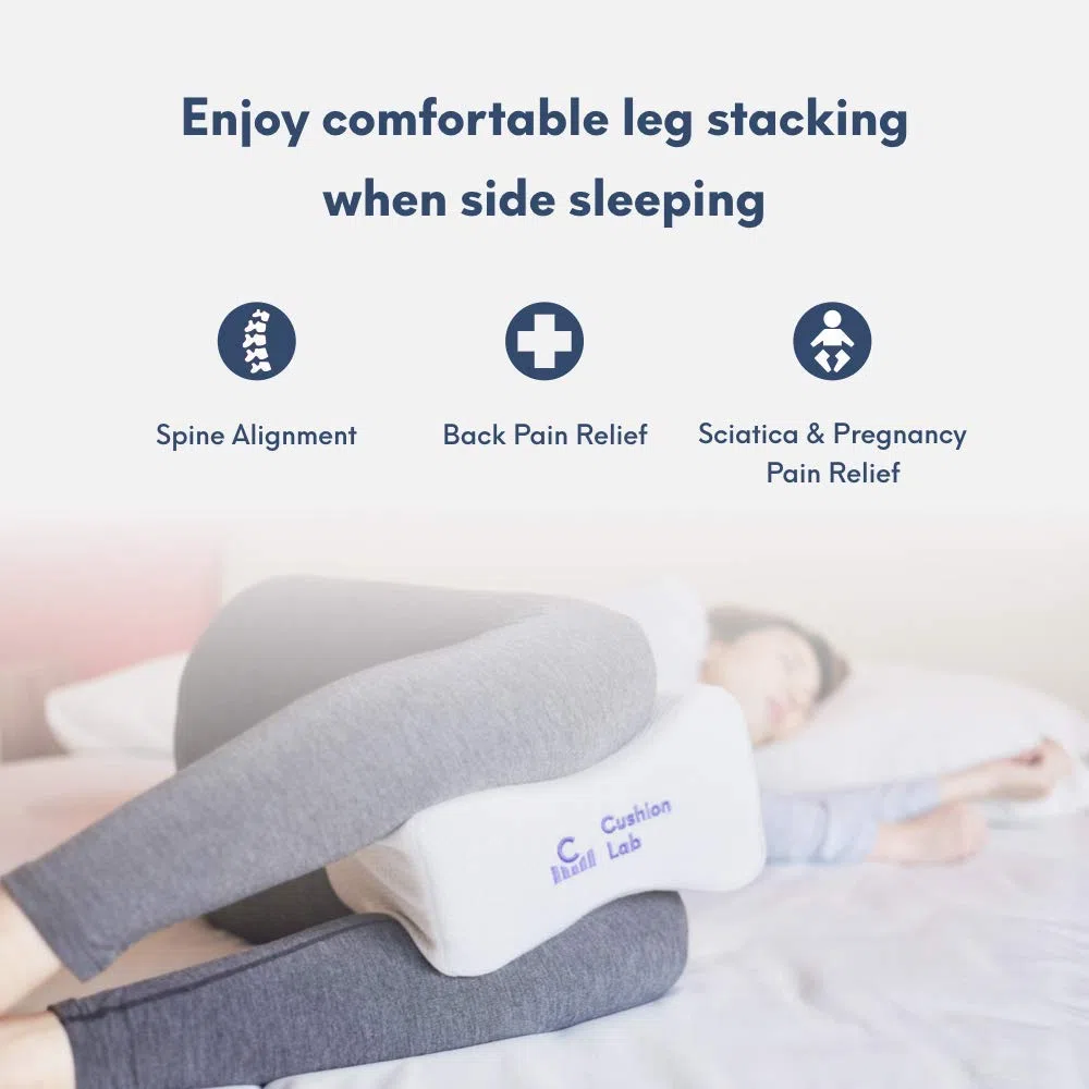 Cushion Lab - Almohada ortopédica Extra densa de Rodilla para Personas Que Duermen de Lado con Funda hipoalergénica, Soporte Firme de piernas para Cadera, Embarazo, ciática, articulaciones, Columna