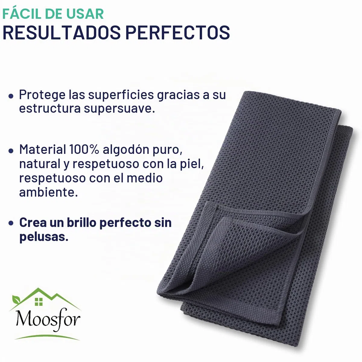 Moosfor Paños de limpieza de cocina 100% algodón, muy absorbentes, suaves, accesorios de cocina de secado rápido, 6 unidades, 30 x 30 cm, gris oscuro
