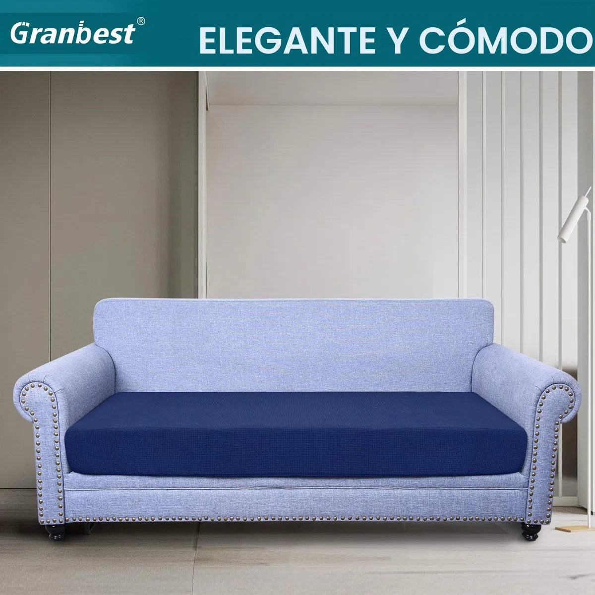 Granbest Premium - Funda de cojín para sofá(Azul Marino,3 Plaza)