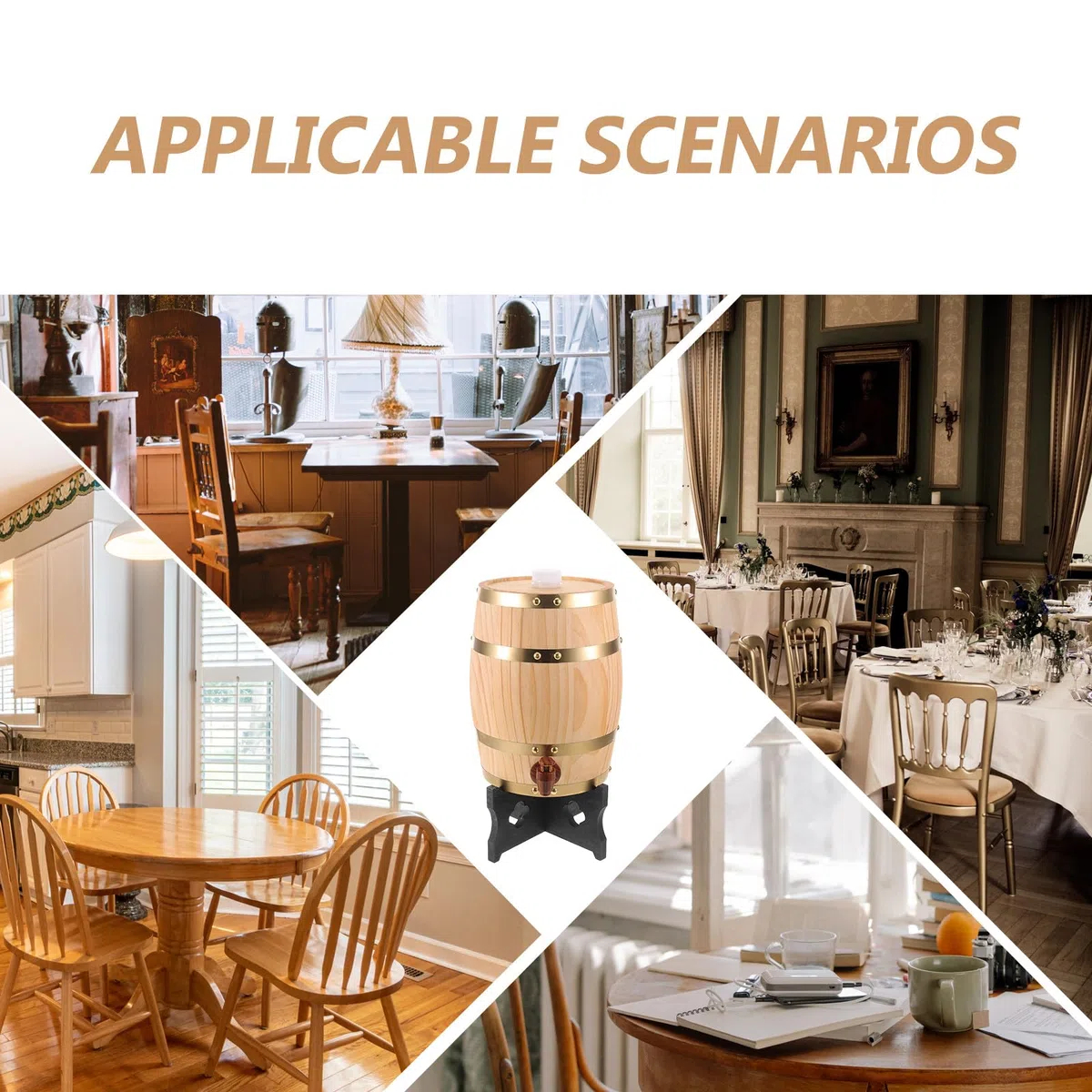 Barril de Whisky - Dispensador de Licor de Madera de Roble de 5 litros con Grifo - Barril de Jugo Vertical para Uso en restaurantes o en el hogar.