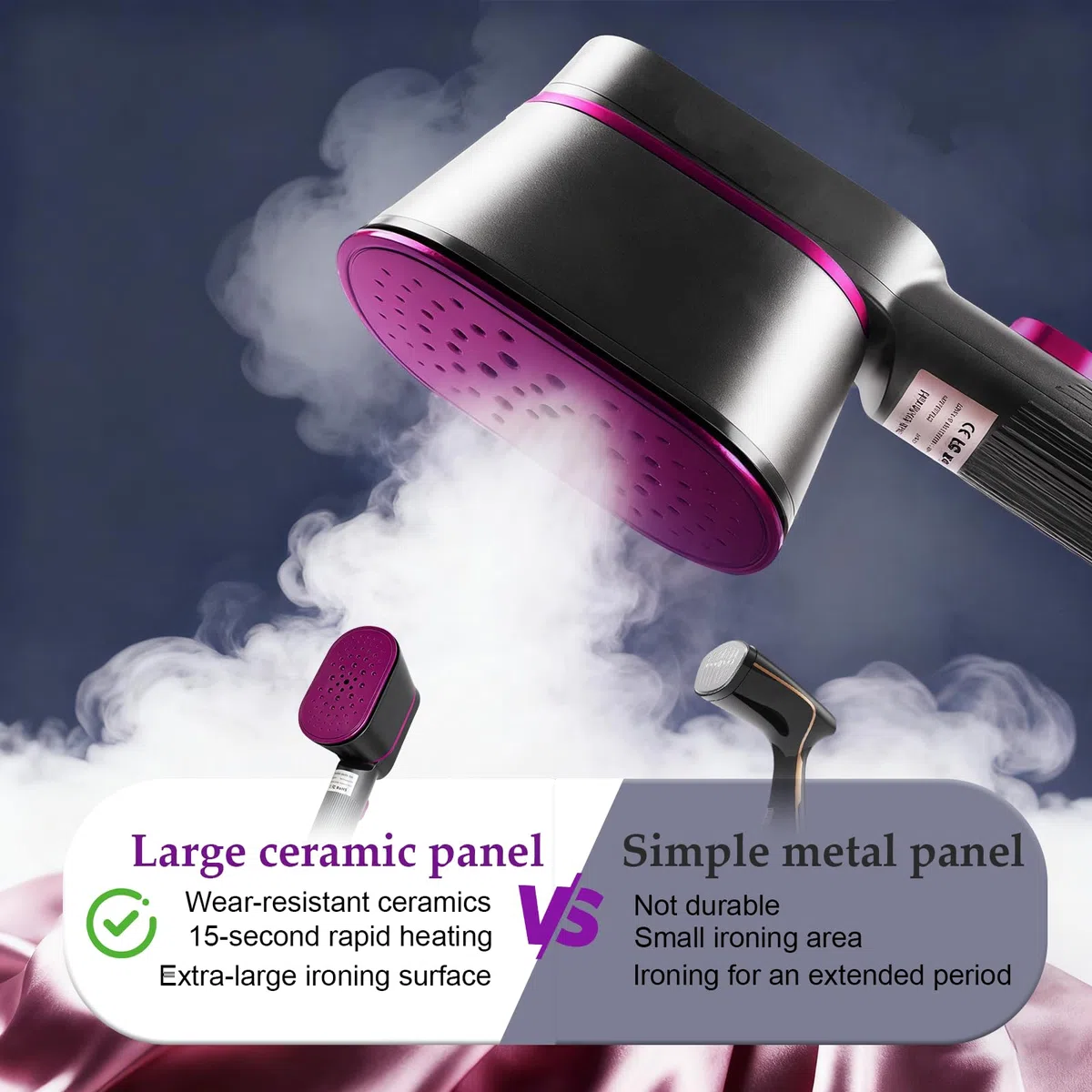 Plancha Vapor para Ropa 2 en 1 (Plancha + Vapor), 1200W Plancha de Vapor Vertical,Calentamiento Rápido 9s, Mini Plancha Vertical Vapor, para Viajes, Hogar, Oficina