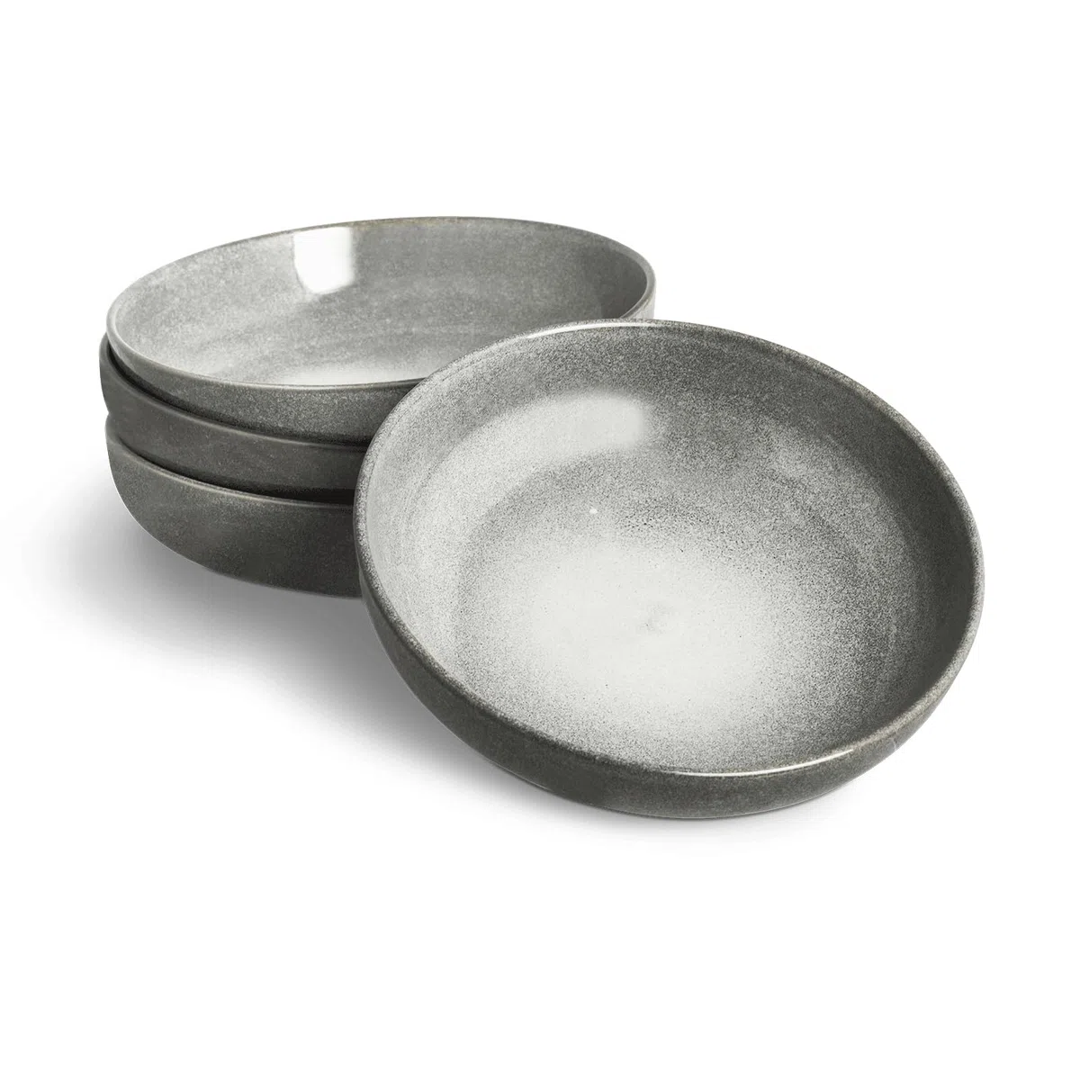 SPRINGLANE Vajilla gris, servicio de cena de gres - Plato Hondo 4 piezas