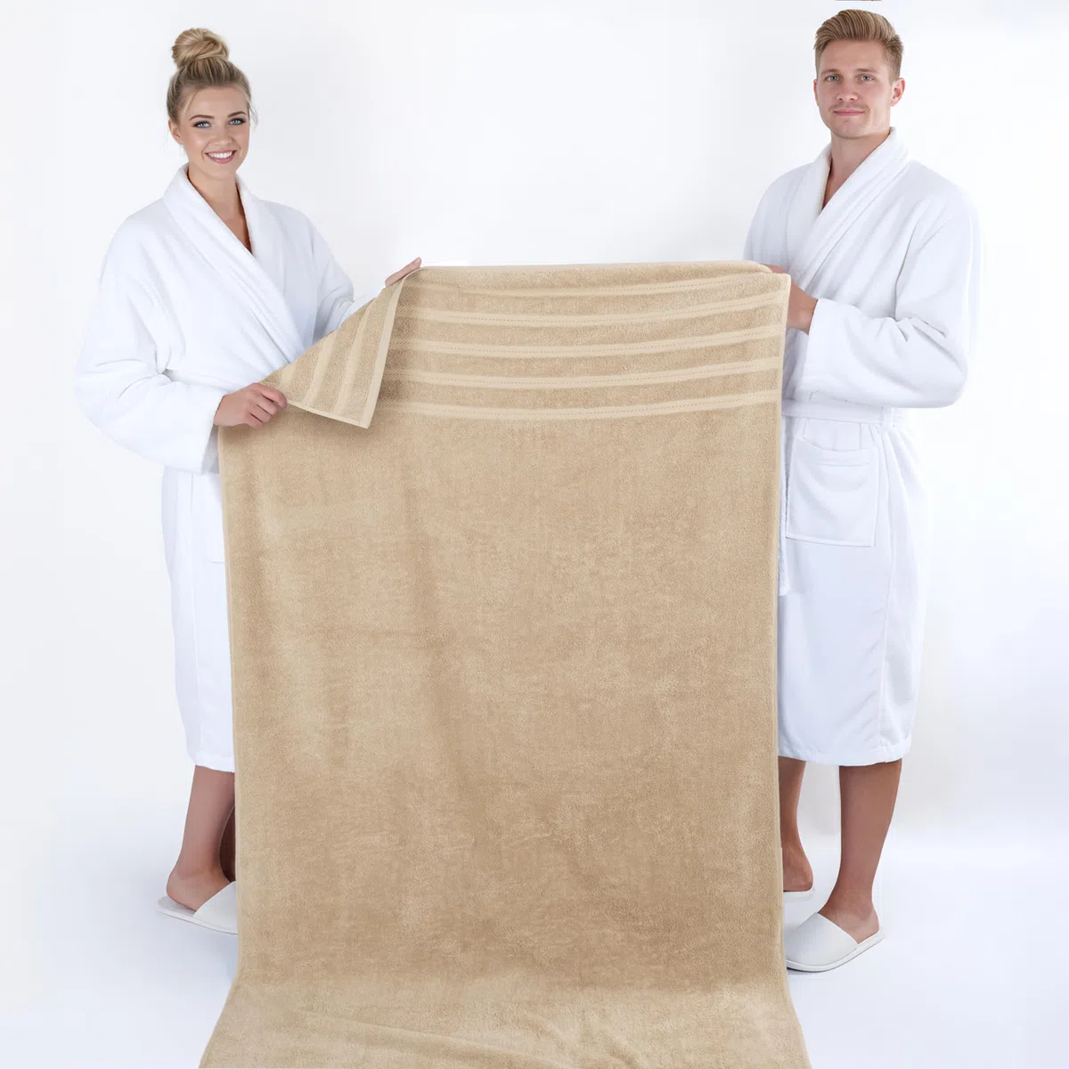 American Soft Linen - Toallas de baño tamaño Extragrande 89 x 178 cm 100% algodón Turco, Toalla para baño, Playa y Piscina, Color Beis