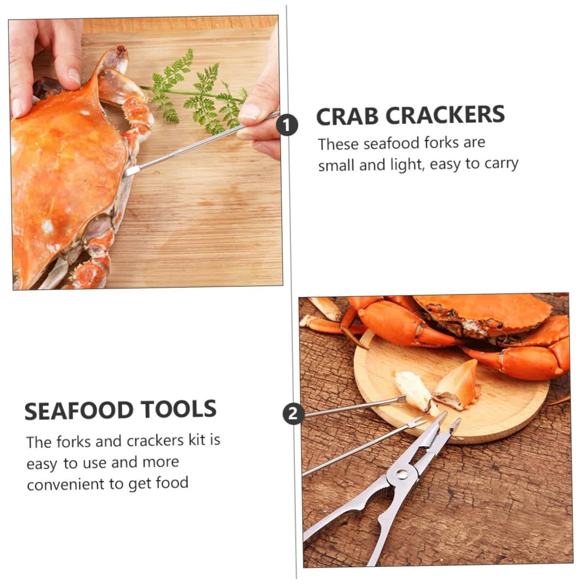 Tenazas para Marisco de Acero Inoxidable Cascanueces y Accesorios de Cocina Fáciles de Usar y Transportar para Disfrutar Mariscos en Casa