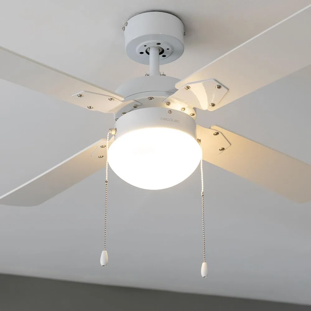 Cecotec Ventilador de Techo con Luz EnergySilence Aero 450 FullWhite de 50 W y 42” con luz, 3 Velocidades, 4 Aspas Reversibles y Modo winter-summer