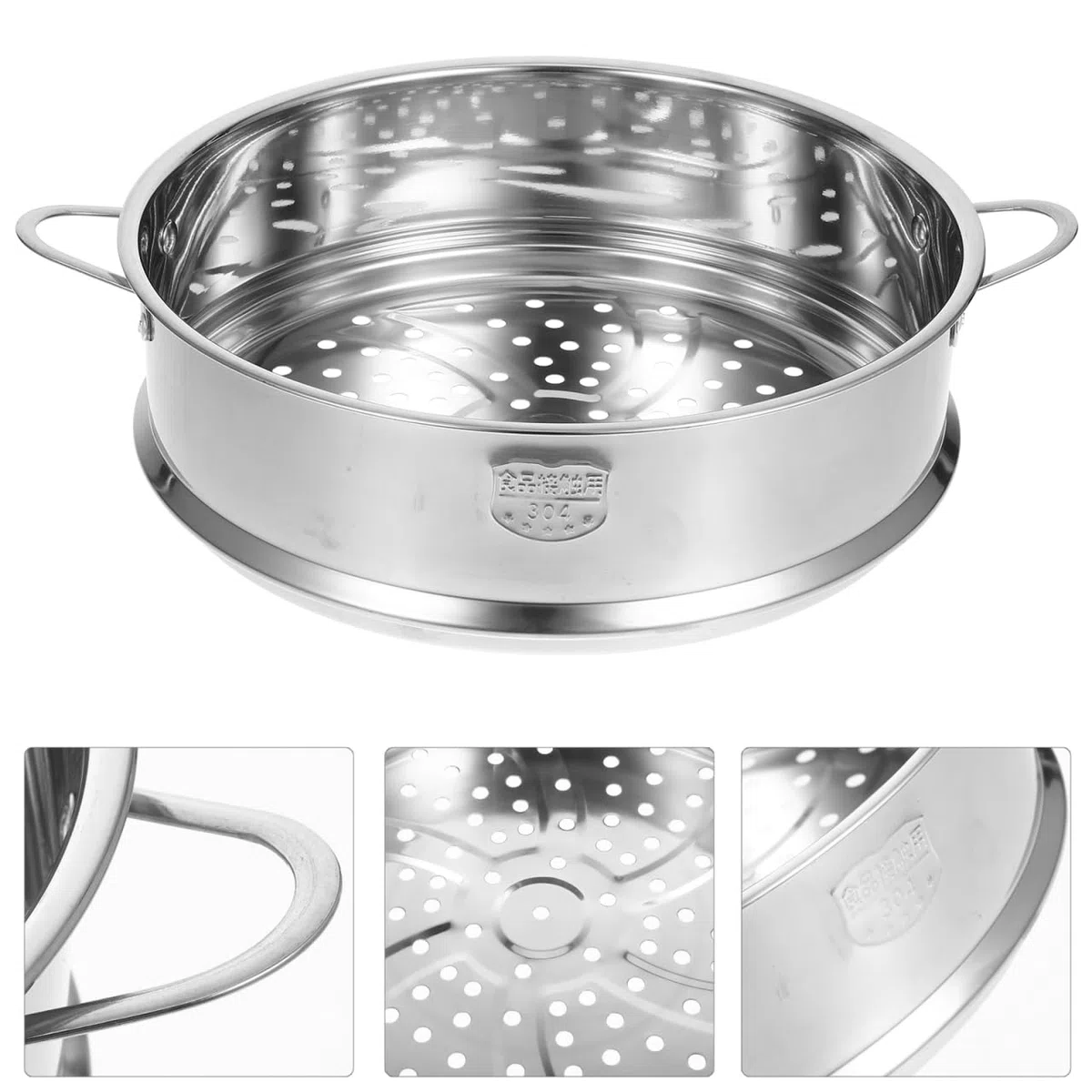 ULTECHNOVO Cesta de vapor de acero inoxidable 304, 24 cm, con asa, accesorios de cocina para familia y gastronomía