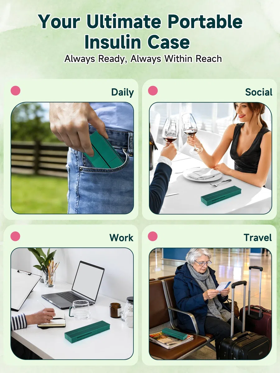 YOUSHARES Estuche Bolígrafo de Insulina, Bolígrafo Insulina Portátil y Caja de Almacenamiento de Agujas, Compatible con Kits de Diabetes de Marcas Como Ozempic, Mounjaro, Solostar, Wegovy, NovoPen