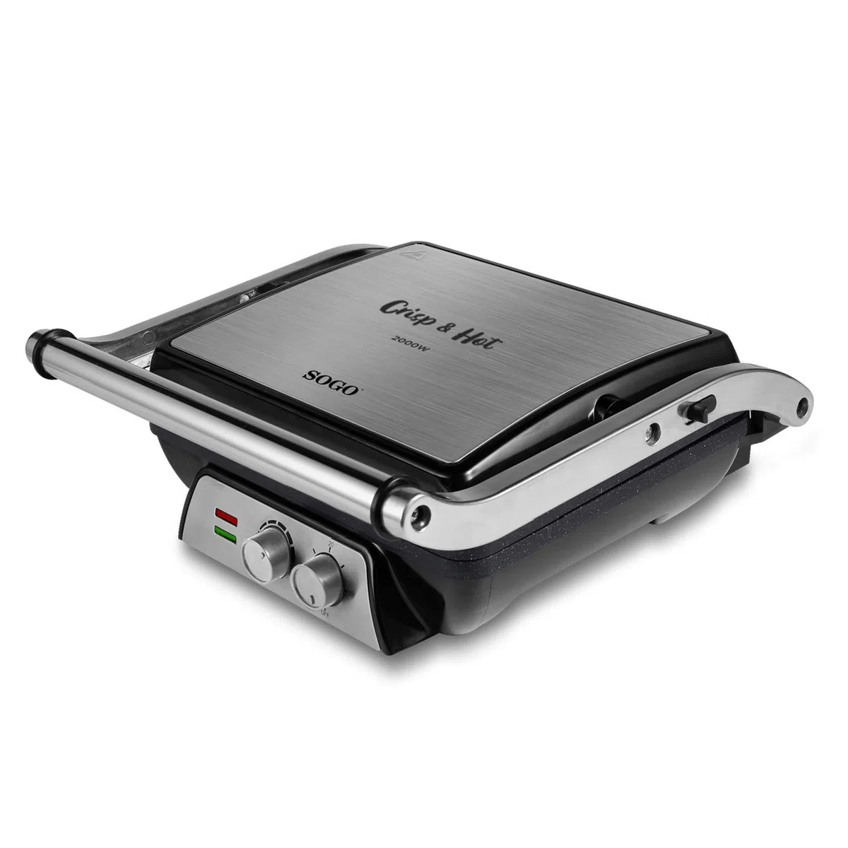 SOGO Sandwichera Eléctrica 3 en 1 - Grill Sandwichera Plancha de cocina con regulador de temperatura y temporizador, Placas Grill Antiadherentes de piedra de 24x19 cm, Apertura 180º, 2000W (SS-7137)