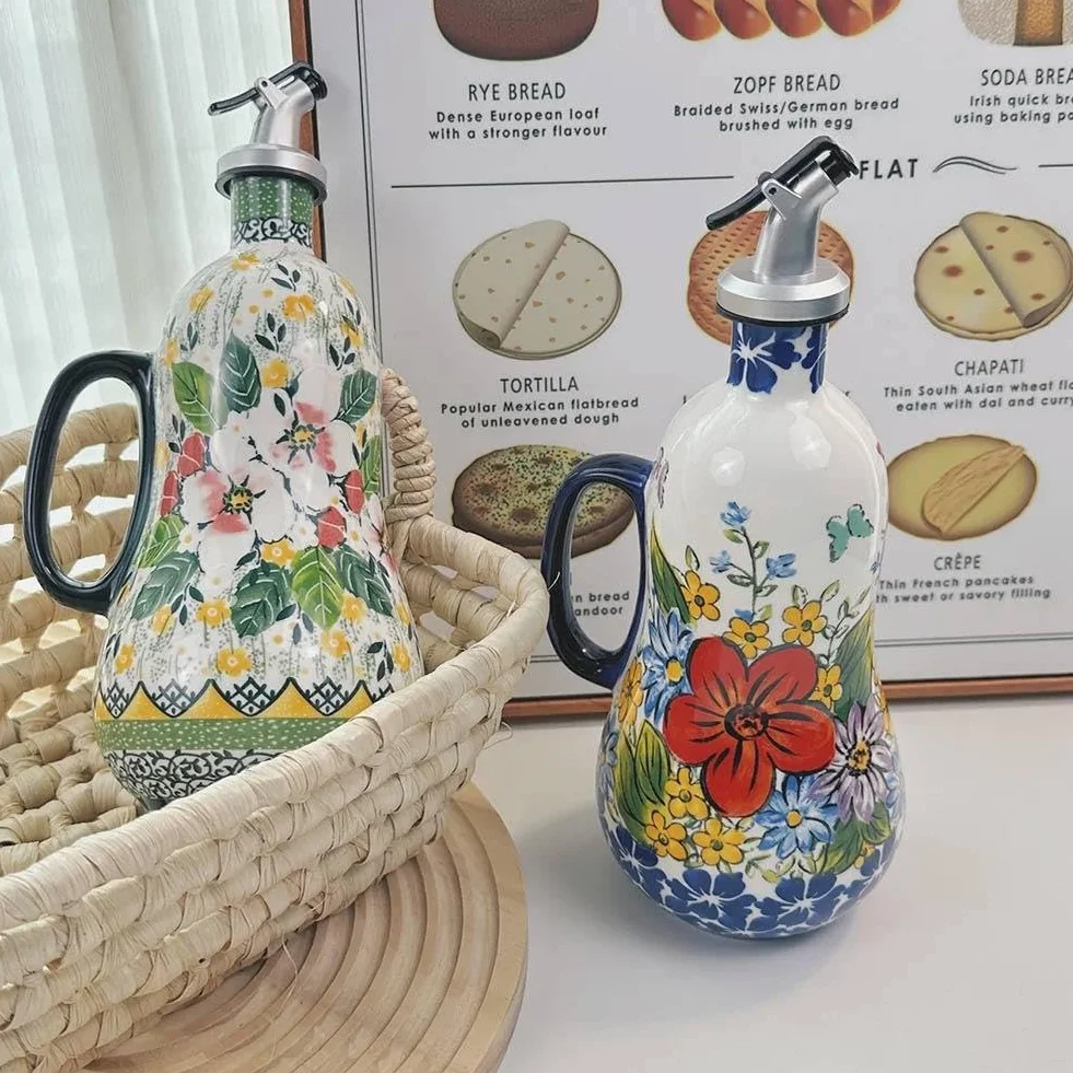 Botella dispensadora de aceite de oliva de cerámica, boquilla antigoteo para cocina, ideal para vinagre y salsas