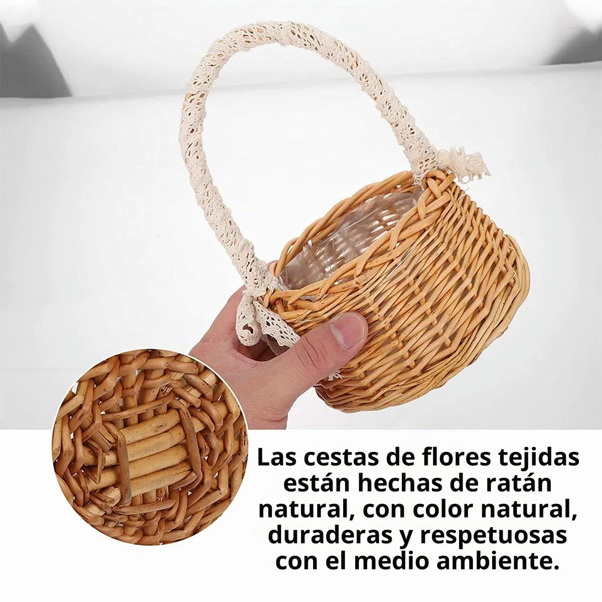 Cestas Infantiles De Flores De Boda Cesta De Mimbre y Ratan Canasta Artesanal Canasta De Frutas Cesta De Mimbre Tejida Para La Decoración De La Mesa De Boda Decoración De Estilo Rústico