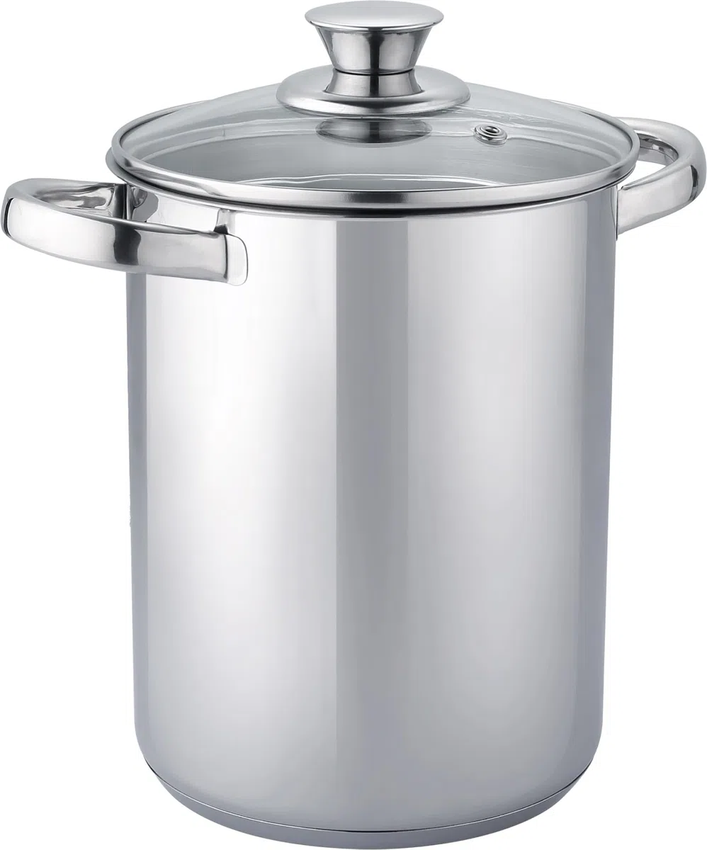 VIER - OLLA ALTA PARA ESPARRAGOS Y ESPAGUETTIS, CON TAPA DE VIDRIO, 16CM DIAMETRO. Apta para Pasta, Espaguetis, Verduras. Válido para toda clase de cocinas incluidas las de inducción.