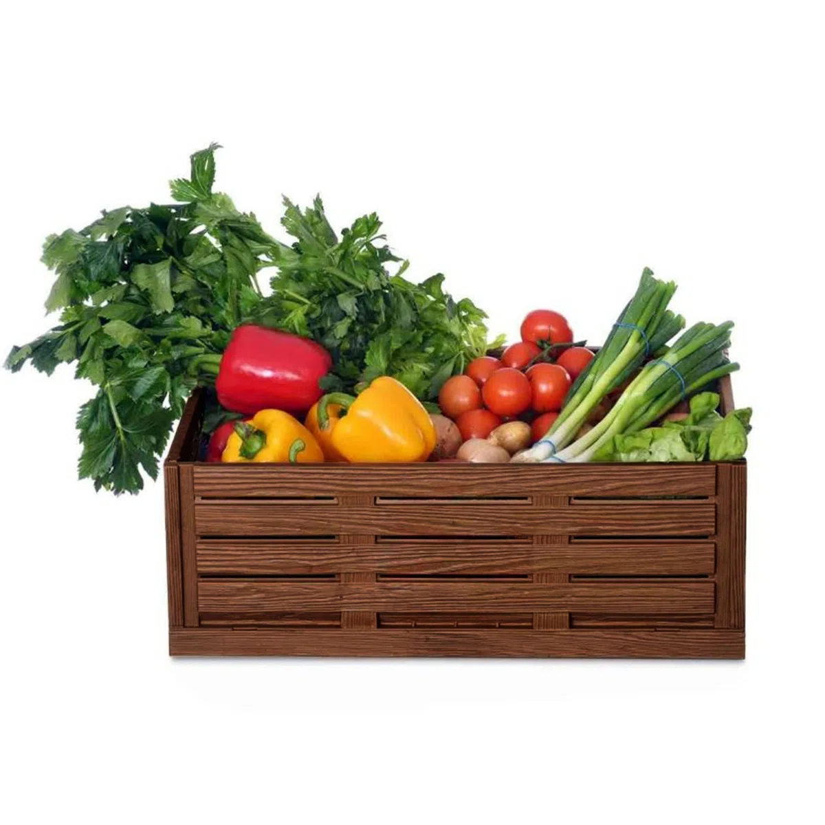 Caja plegable estable con aspecto de madera, 60 x 40 x 21,8 cm (45 L), apilable