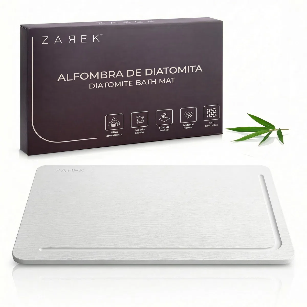 ZAREK Alfombra Diatomita Baño Antideslizante – Alfombrilla Baño Secado Rápido y Ultra Absorbente - Piedra Diatomita Baño Antibacteriana - Ideal para Ducha, Bañera y Cocina - 60x39 cm