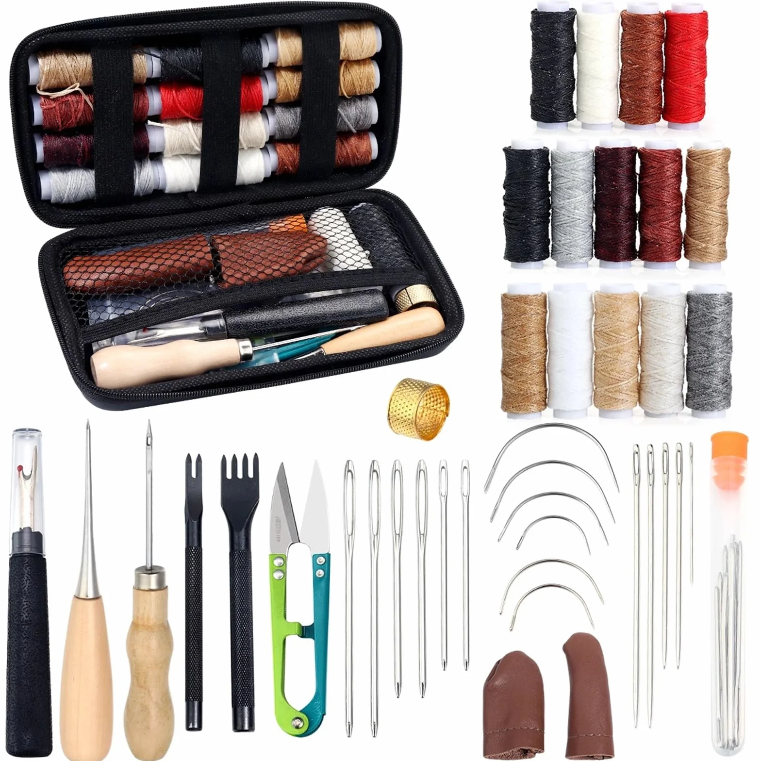 Kit de costura compacto 1 juego de kit costura multifunción con hilo color, aguja y tijeras, accesorios portátiles for el hogar(Black)