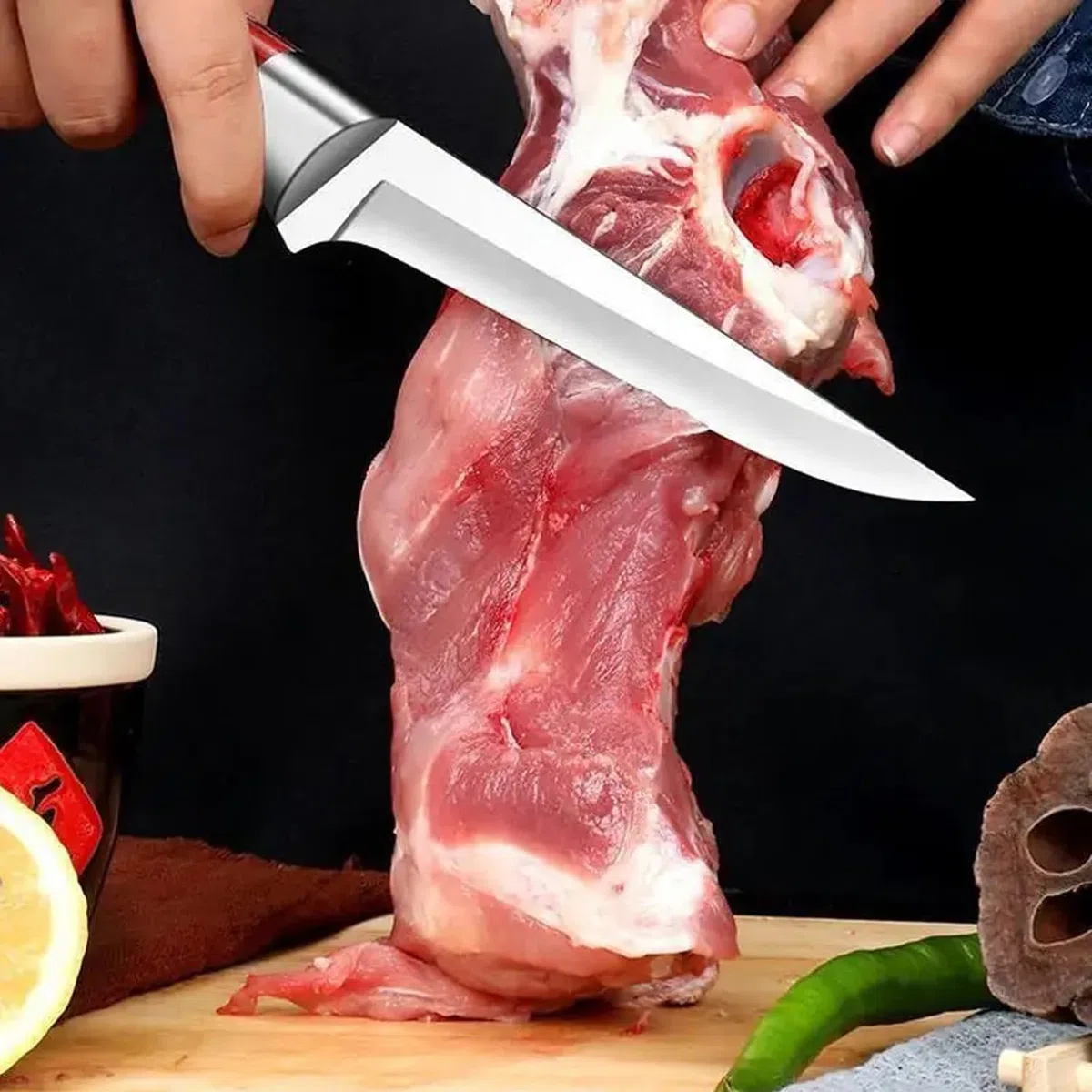 GOUDE Cuchillo japonés de Cuchillo Premium, Cuchillo de Lavado de Acero Inoxidable para carnicería de Carne peleando Cuchilla Afilada Cuchillos de Cocina de Caza
