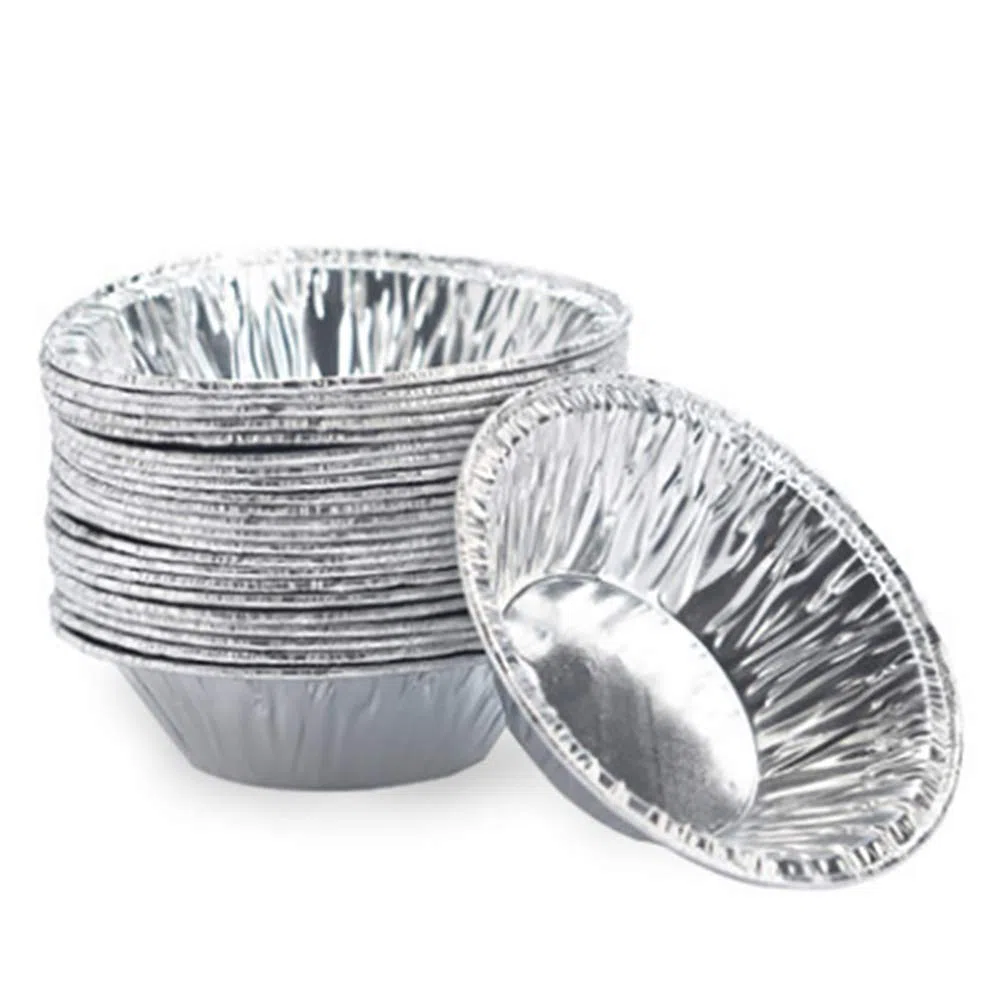 100 moldes de 7 cm para tartas, redondos, desechables, de aluminio, para tartas, pastelería, pudding