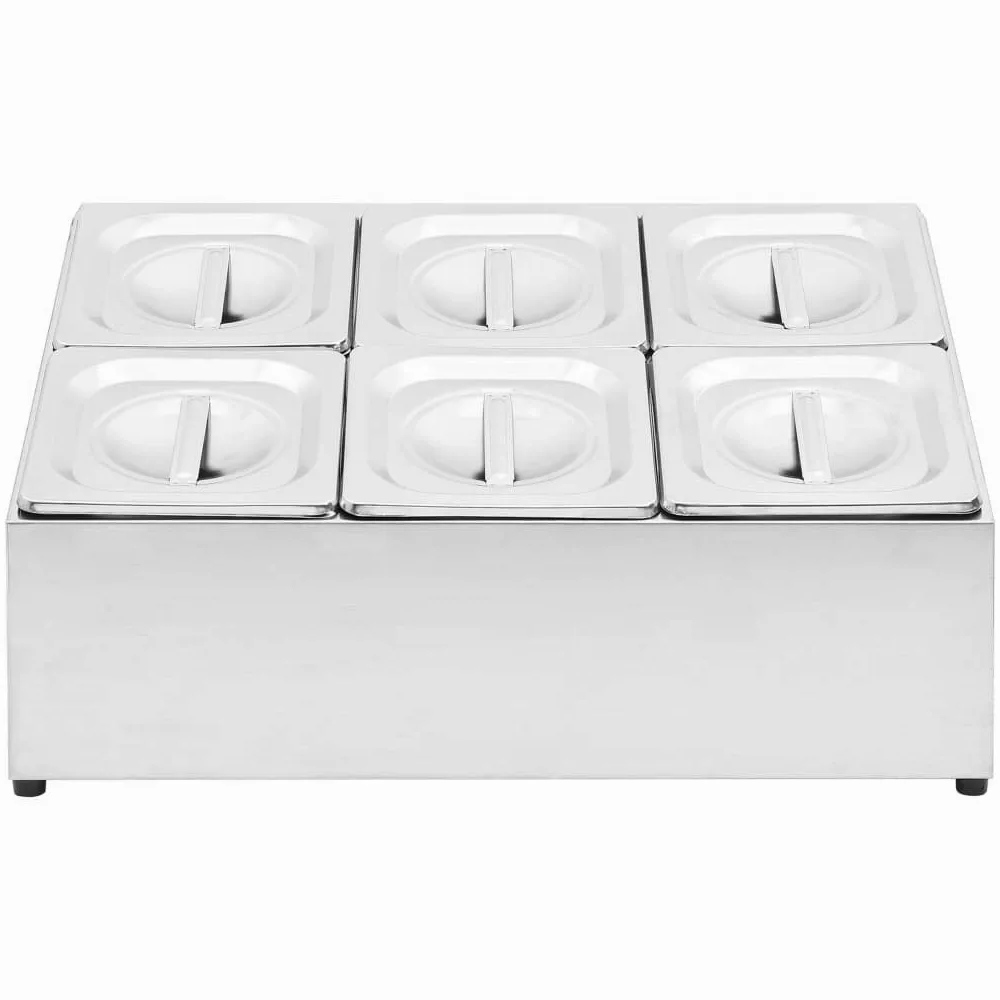 Homgoday Soporte de Bandejas Gastronorm Doble Fila - Acero Inoxidable, 6 Contenedores GN 1/6, Apto Lavavajillas