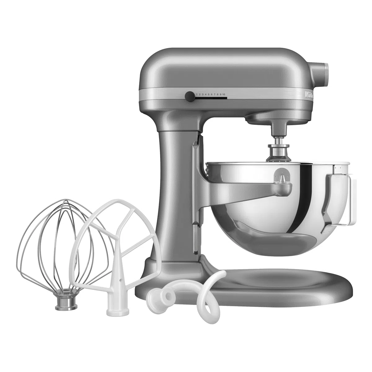 KitchenAid Batidora Amasadora Bowl-Lift 5.2L Heavy Duty, Cuerpo y Engranajes Metálicos, 11 Velocidades, Flex Edge, 67 Puntos de Contacto, Contour Silver