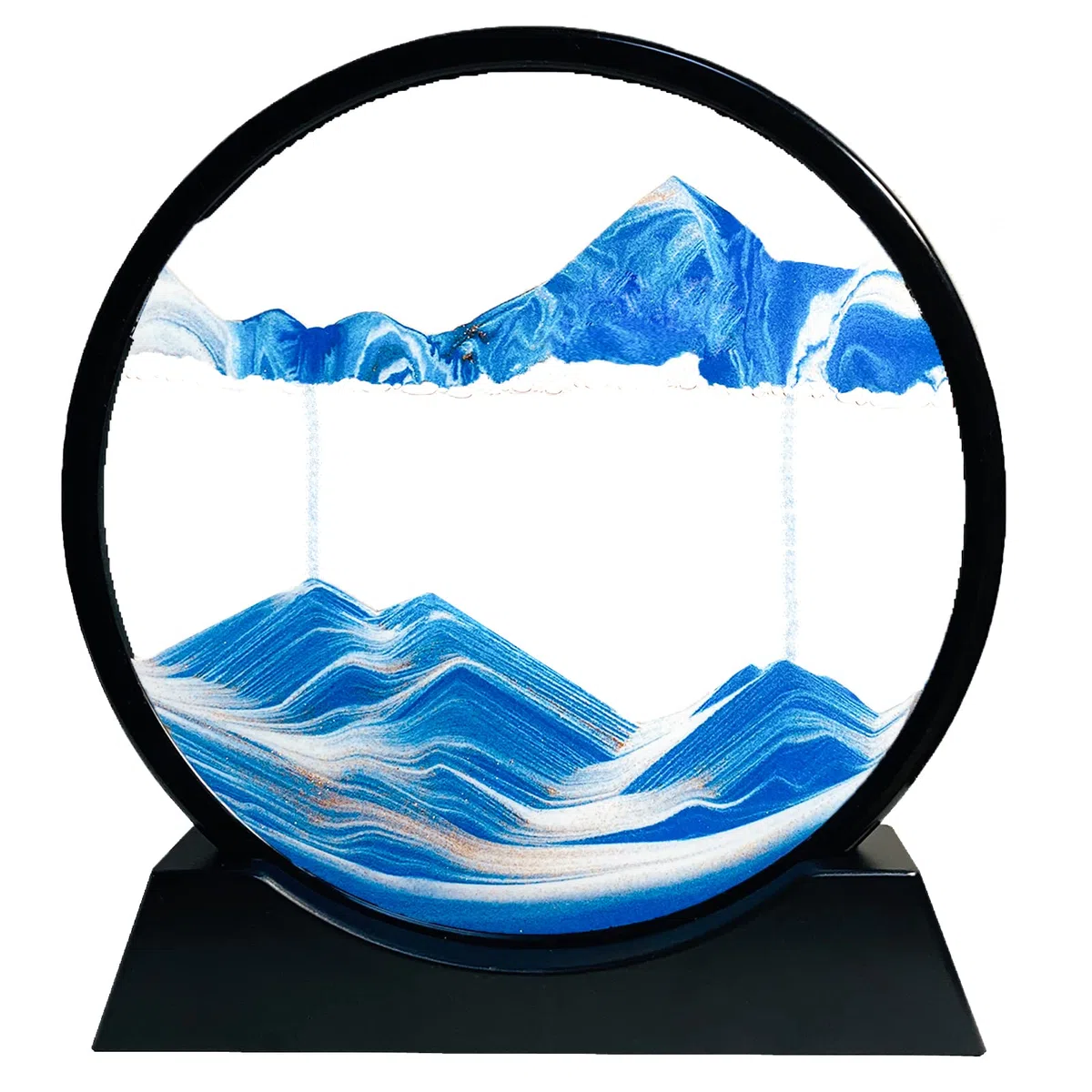 Imágenes de Arena Giratorias 3D Dinámicas, Marco de Cristal Redondo de Pintura de Arena Fluida, Decoración Relajante para Oficina, Casa, Arte de Oficina (Azul, 7 Pulgadas)