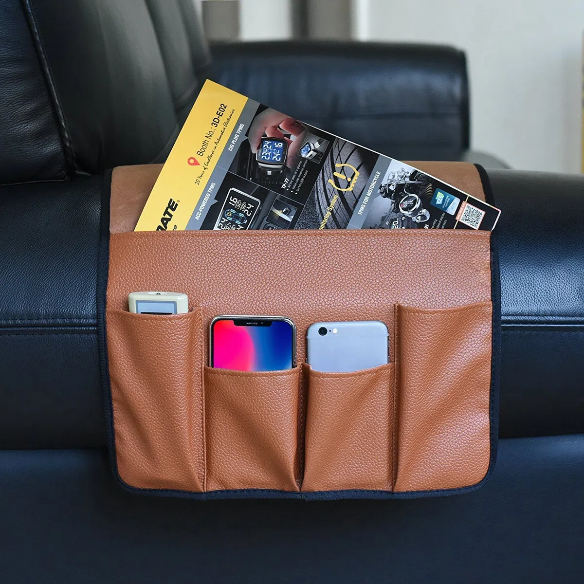 BASELIFE - Organizador de reposabrazos para sofá, Silla o sofá, revistero para Mando a Distancia, teléfono móvil, Libro, lápiz