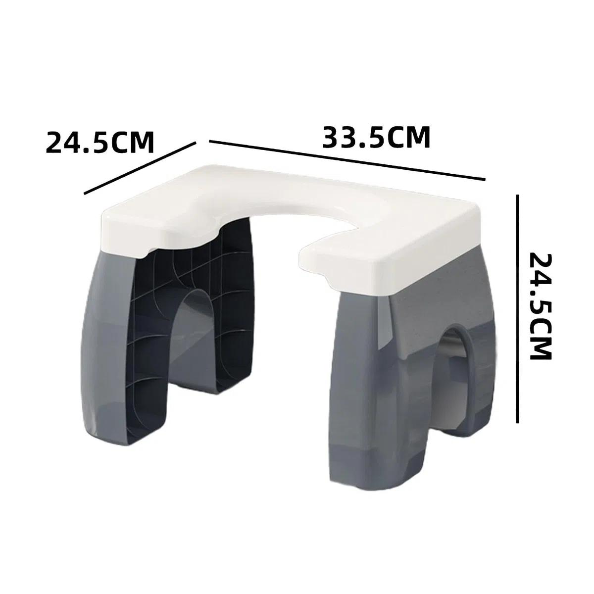 Banqueta para Inodoro Taburete Sanitario con Base Antideslizante Superficie Ancha Material Apto para Niños Adultos Y Mayores, Gris Blanco, Individual