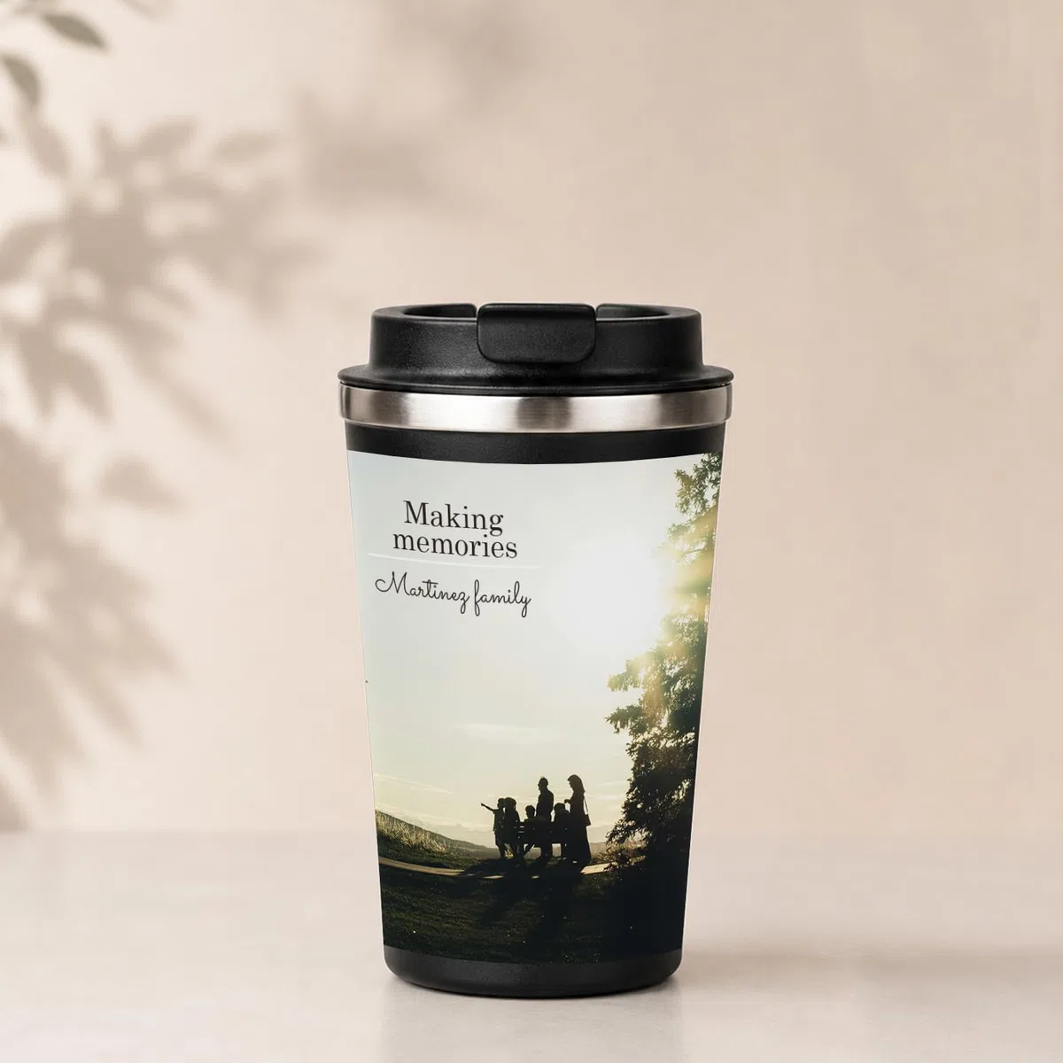 Wanapix | Termo Café Personalizado 350 ml| Vaso Térmico Negro Acero