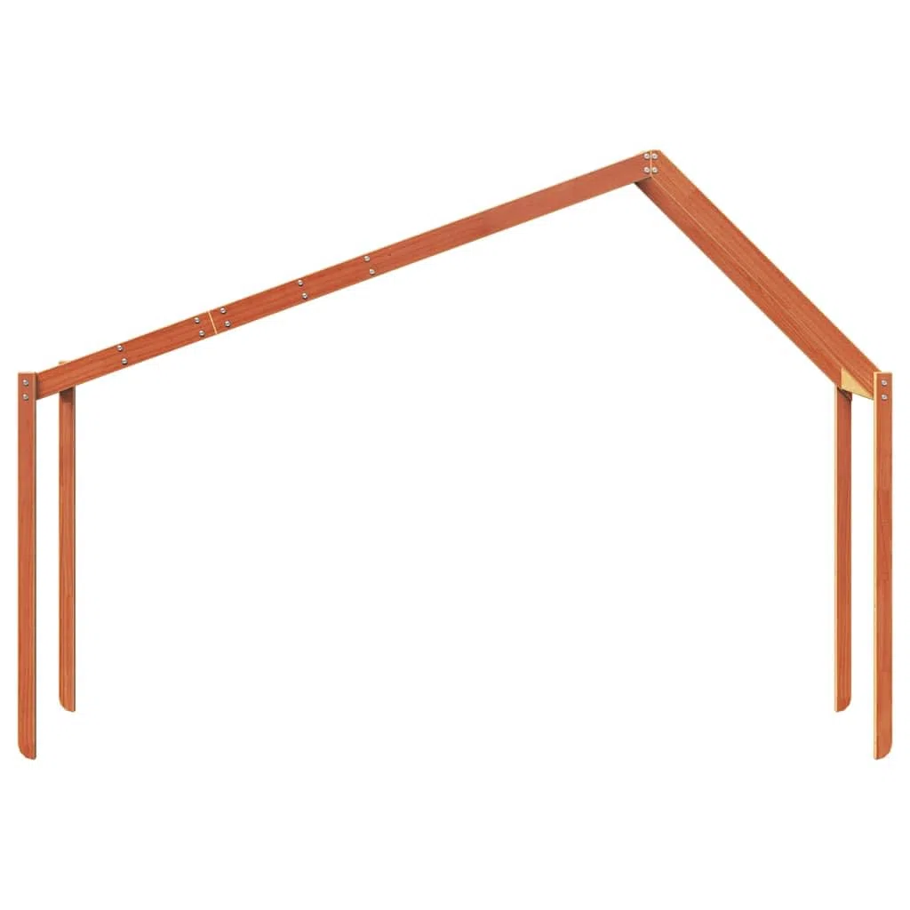 Techo para cuna de madera de pino maciza, color marrón cera, 203 x 80,5 x 142 cm, casa de juegos con lado abierto para habitación infantil, accesorio para marco de cama, construcción