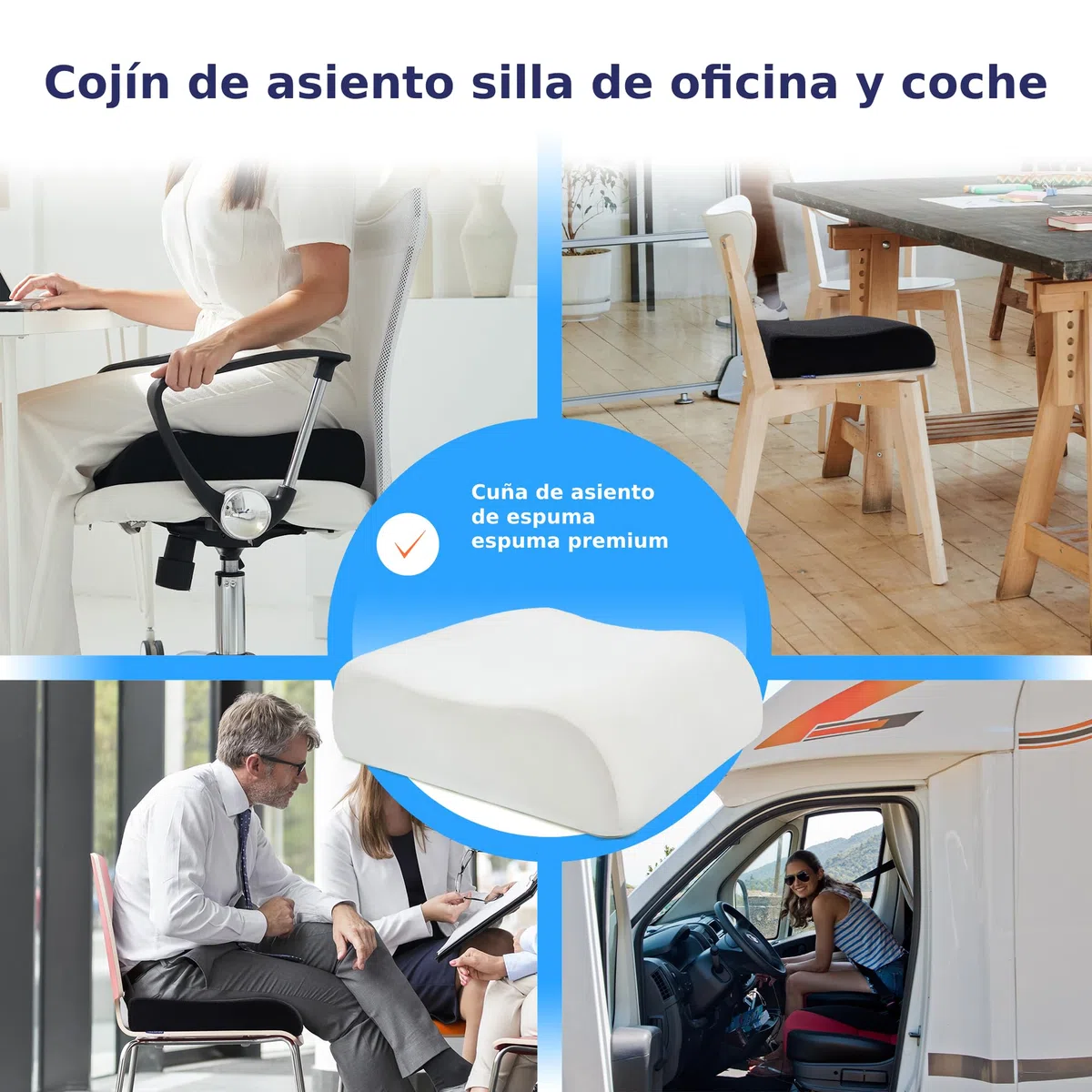 DYNMC you Cómodo Cojin Elevador Asiento Adulto - Funda Oeko-Tex - Cojin Coche Conductor Estable de 13cm de Grosor - Asiento de Espuma para Coche, Oficina, Silla Ruedas, Ayuda para levantarse Negro