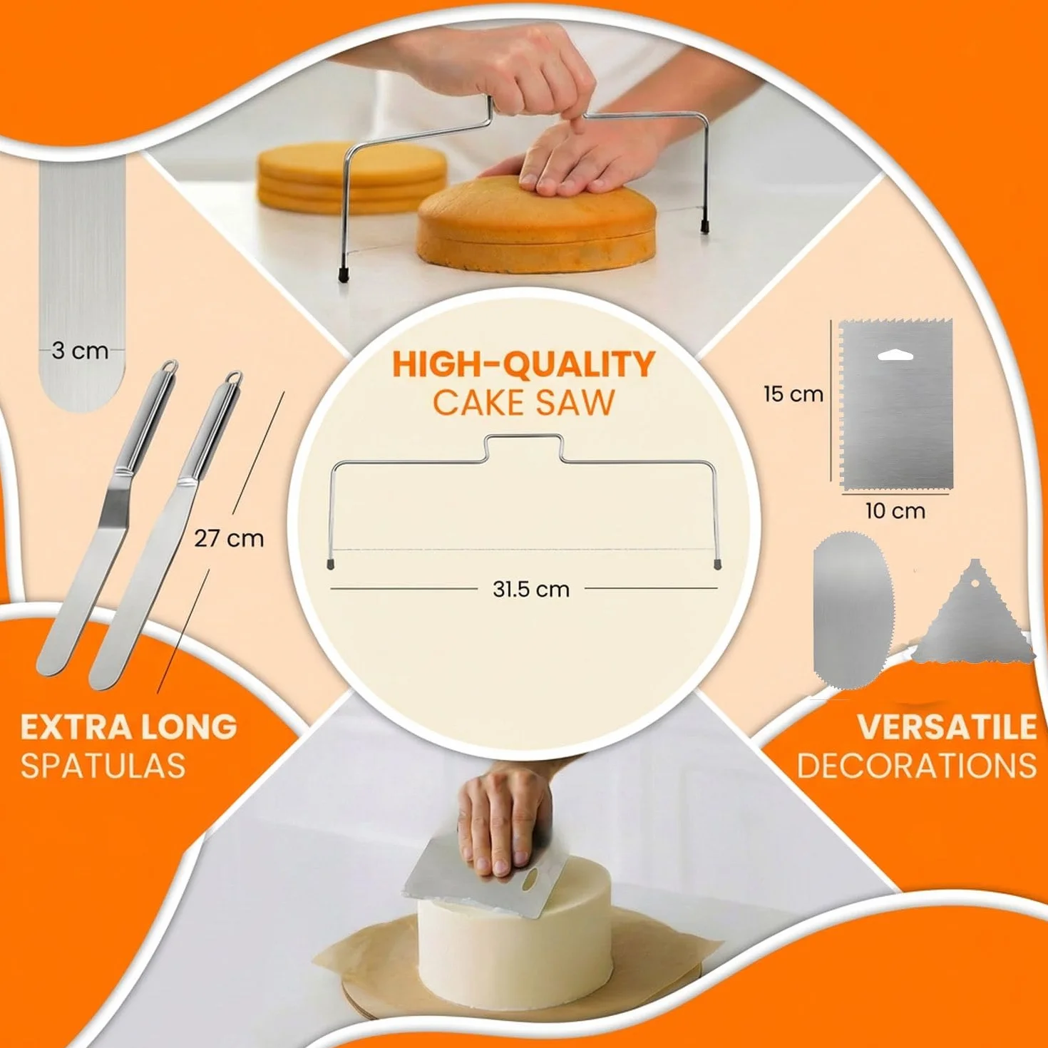 Plato Giratorio para Tartas de Aluminio - Base Giratoria para Decoración Profesional con Set de 144 Accesorios de Repostería Incluye Espátula y Boquillas, Gran Regalo para Mujeres