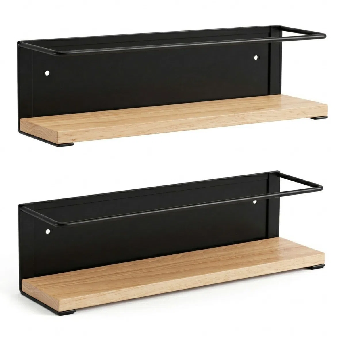 Especieros para Cocina Magnéticos – Pack de 2 | Estante de Pared de Acero y Madera para Baño, Cocina o Salón. Organizador de Especias + QR de Regalo | 3 Opciones: Adhesivo, Imán o Tornillos