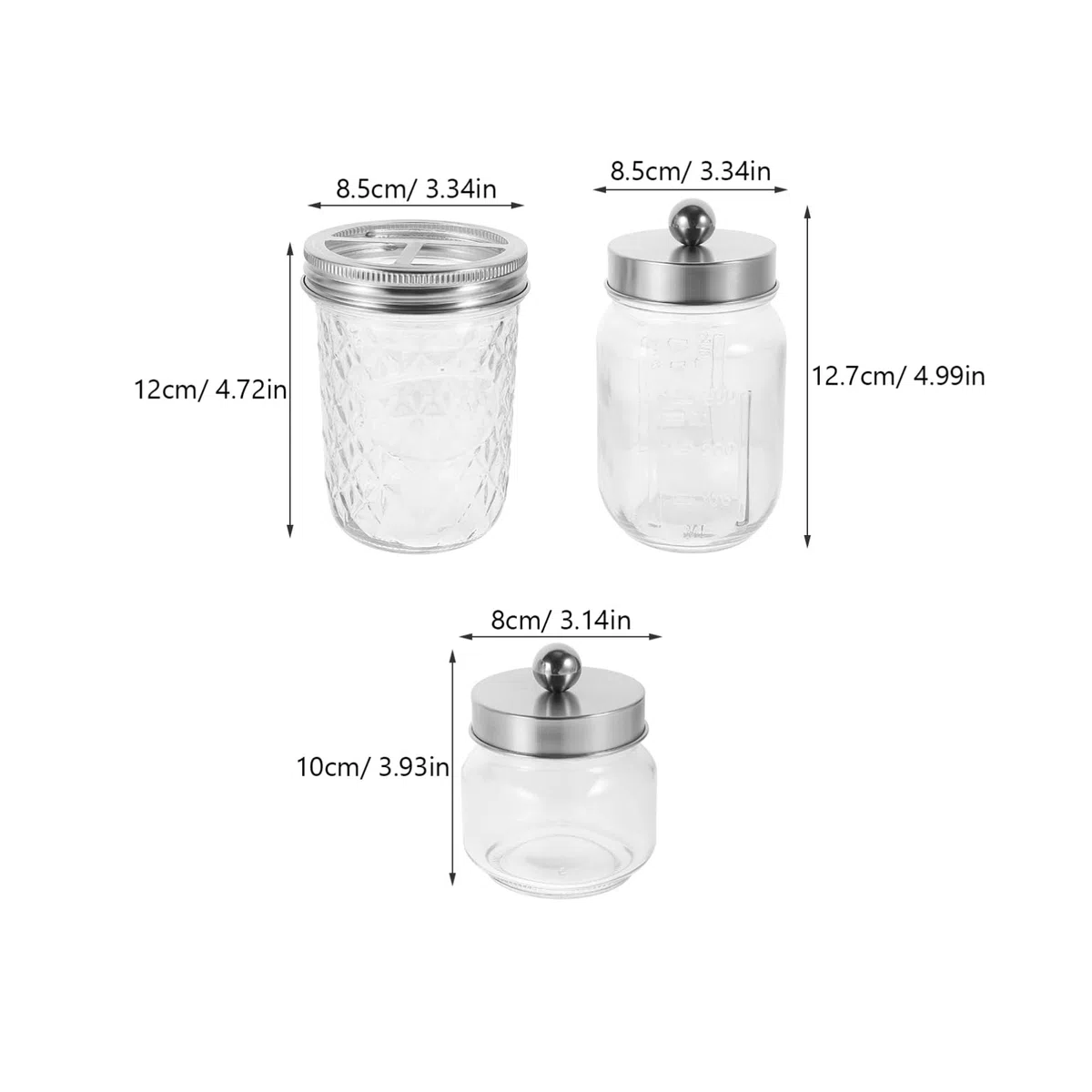 ULTECHNOVO Set Accesorios Baño 5 Piezas Dispensador de Jabón de Espuma, Soporte para Cepillos de Dientes y Tarros de Almacenamiento de Vidrio y Acero Inoxidable para Baño