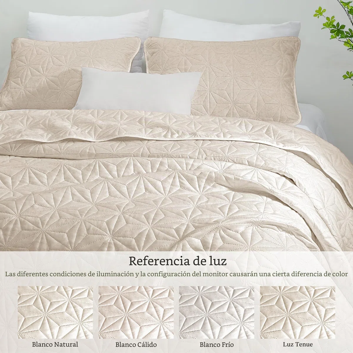 Whale Flotilla Colcha Bouti para Cama 220 x 240 cm, con 2 Fundas de Almohada, Colcha para Suave y Ligera con Diseño Geométrico para 4 Estaciones, Beige