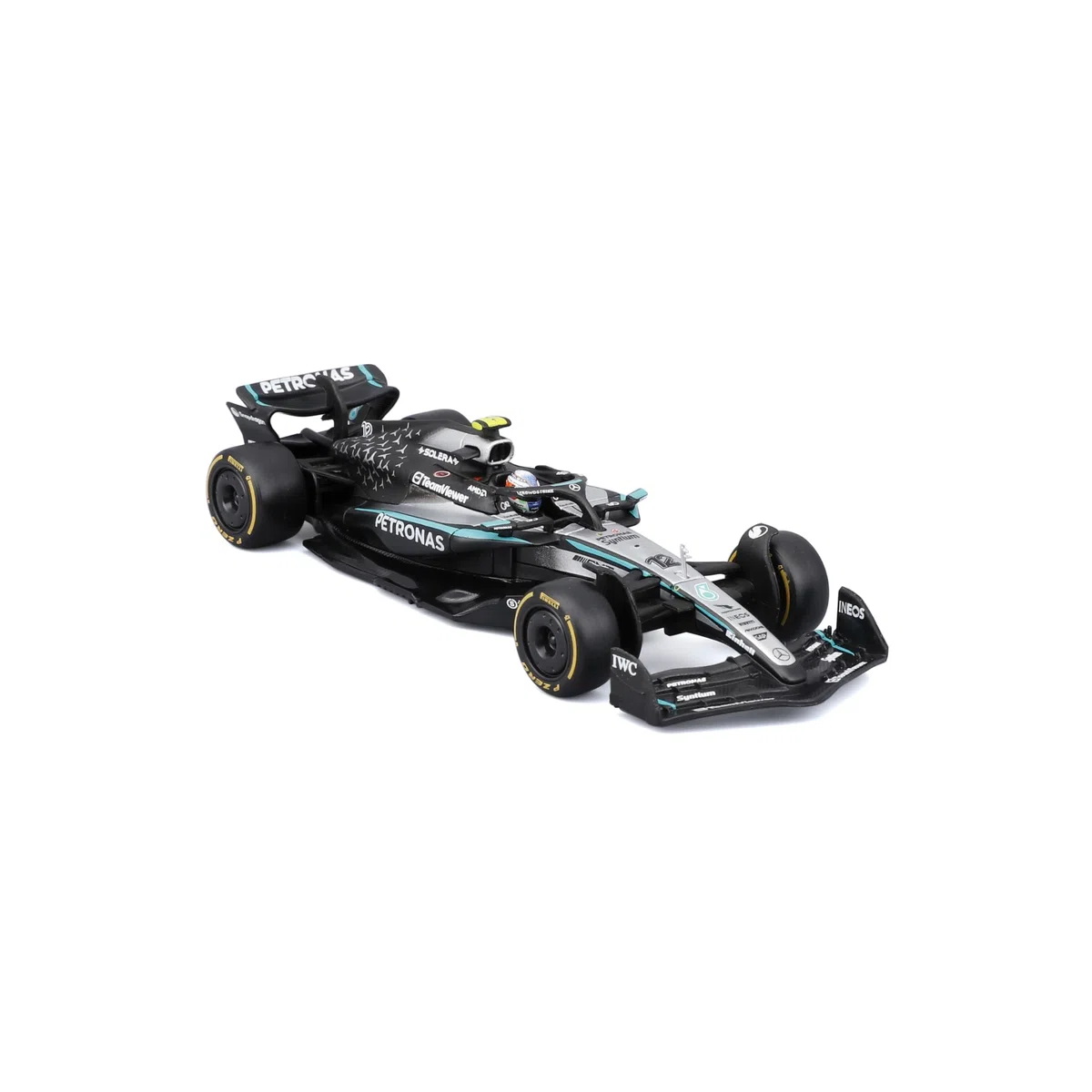 Bburago - Mercedes-AMG W16 2025#12 Antonelli, Coche diecast a Escala 1:43 con Vitrina de exposición, réplica Detallada del F1 Mercedes, Base incluida, Licencia Oficial, Edad Recomendada 14+ años